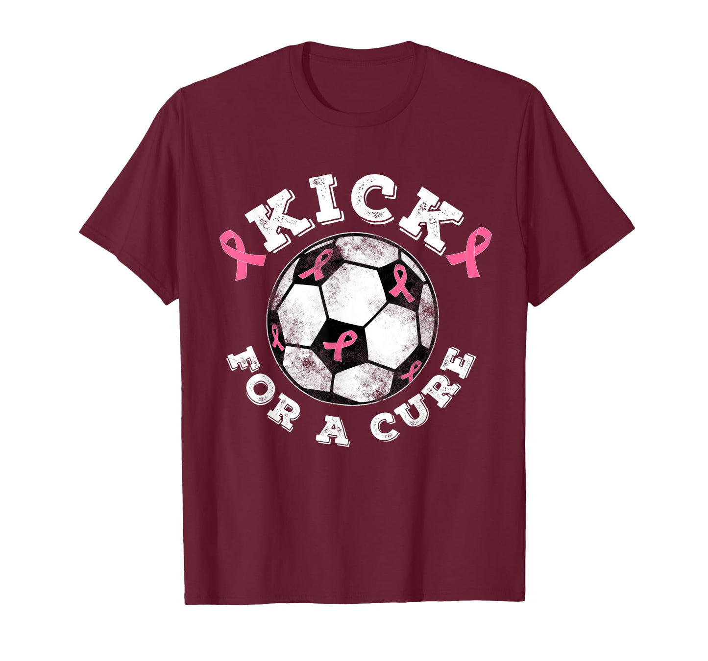 Kick For a Cure Pink Ribbon Breast Cancer Awareness Soccer T-Shirt