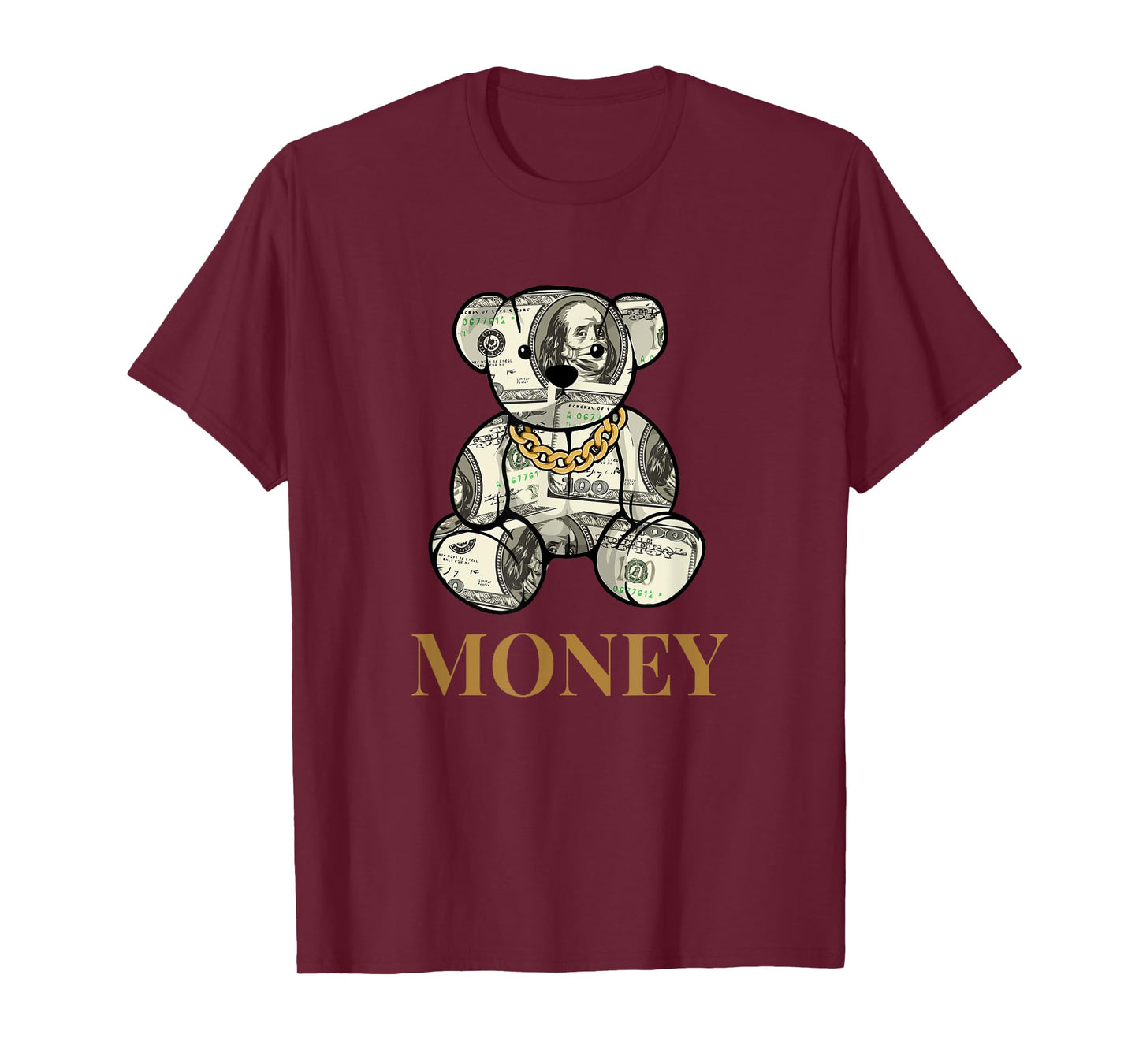 Cool Rich Teddy Bear with Money Illustration Graphic Designs T-Shirt