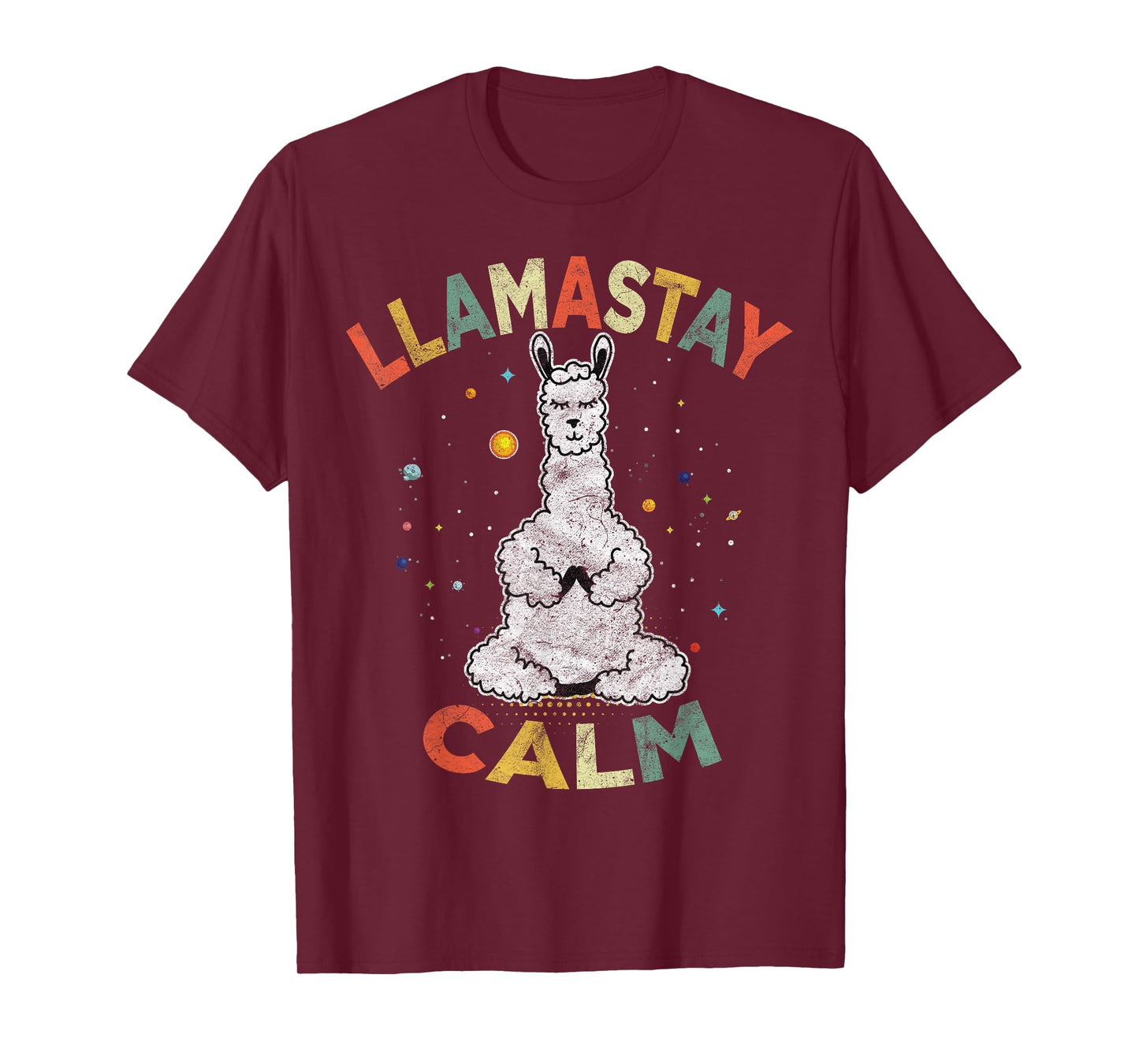 Cute Yoga Llama Stay Calm Alpaca Retro Vintage TShirts Tee