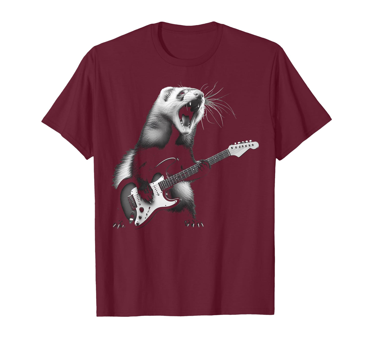 Ferret Playing Guitar Rock and Roll Rock Star Men Women Kids T-Shirt