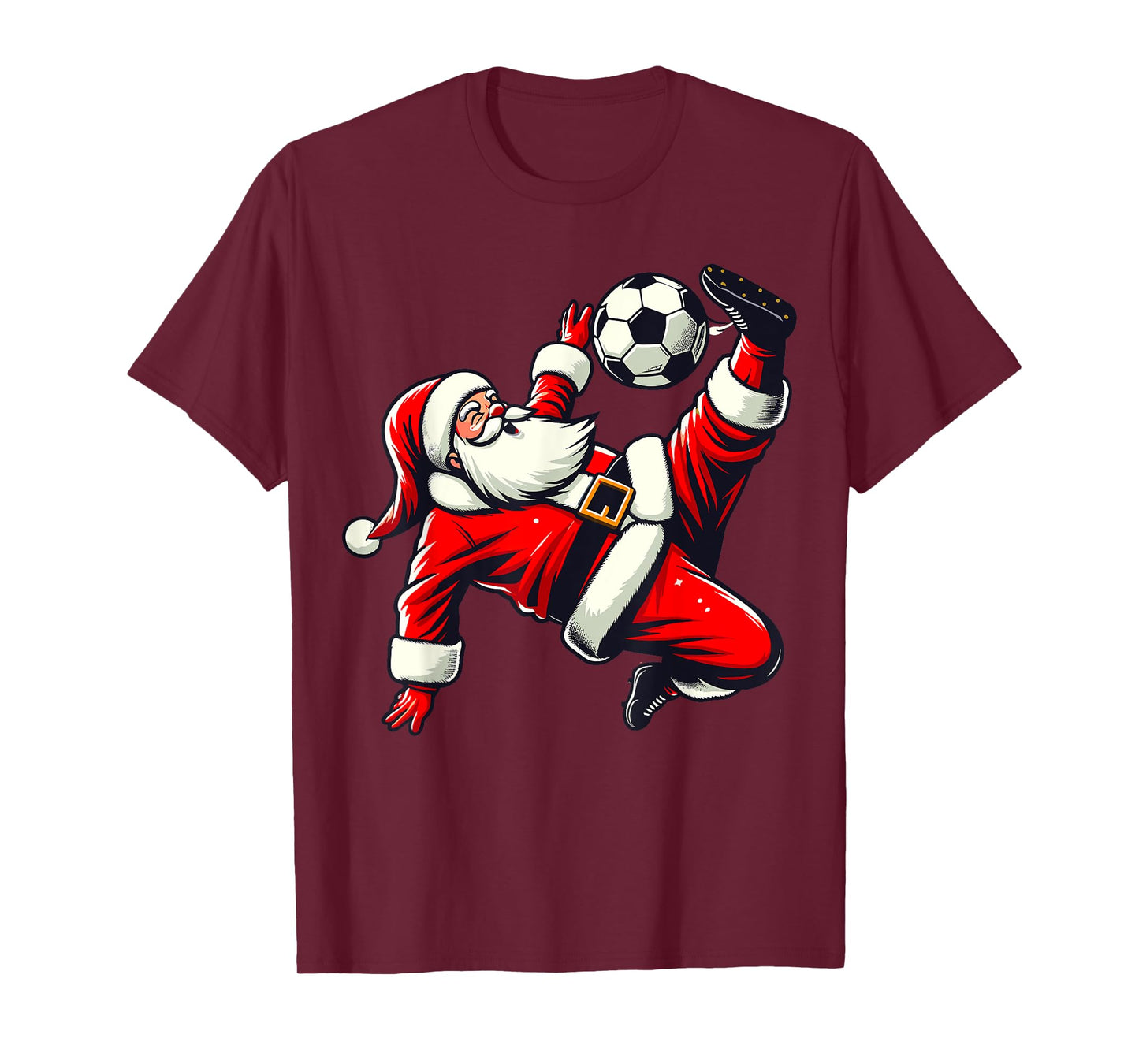 Santa Plays Soccer Bicycle Kick, Christmas Women Men Kids T-Shirt