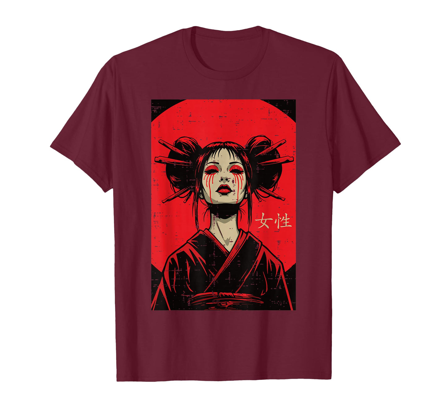 Japanese Geisha Woman Crying Blood Art Women Girls Kids Men T-Shirt