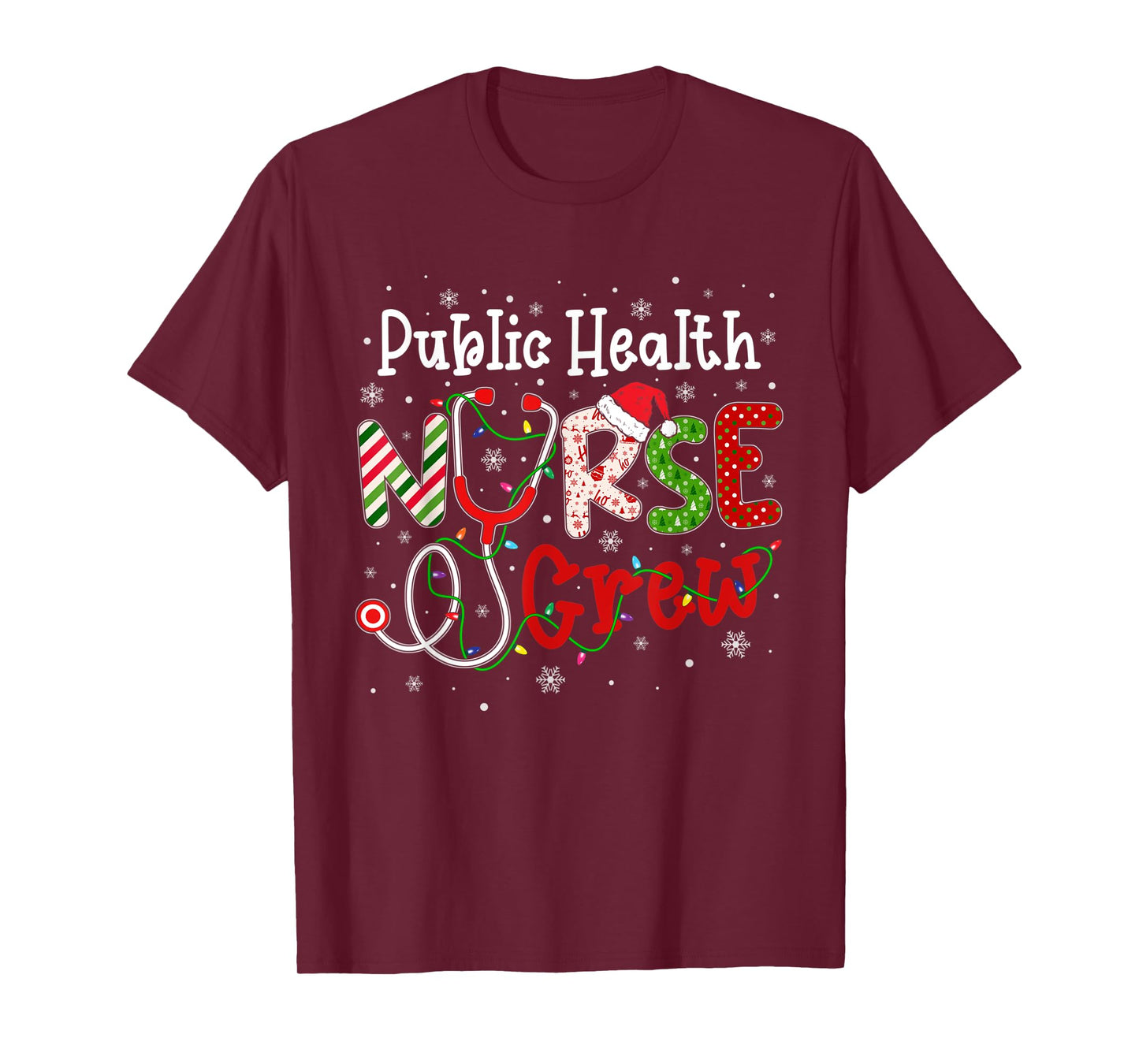 Public Health Christmas Nurse Crew Nursing Christmas Pattern T-Shirt
