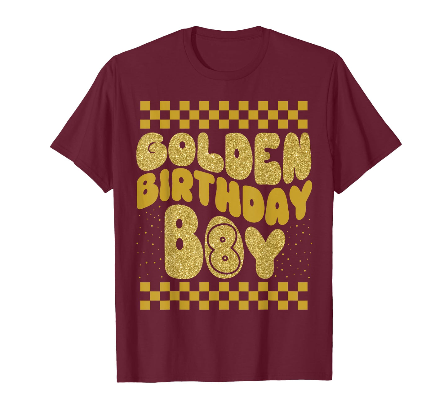 Golden 8th Birthday Boys Toddlers Birthday Party Decoration T-Shirt