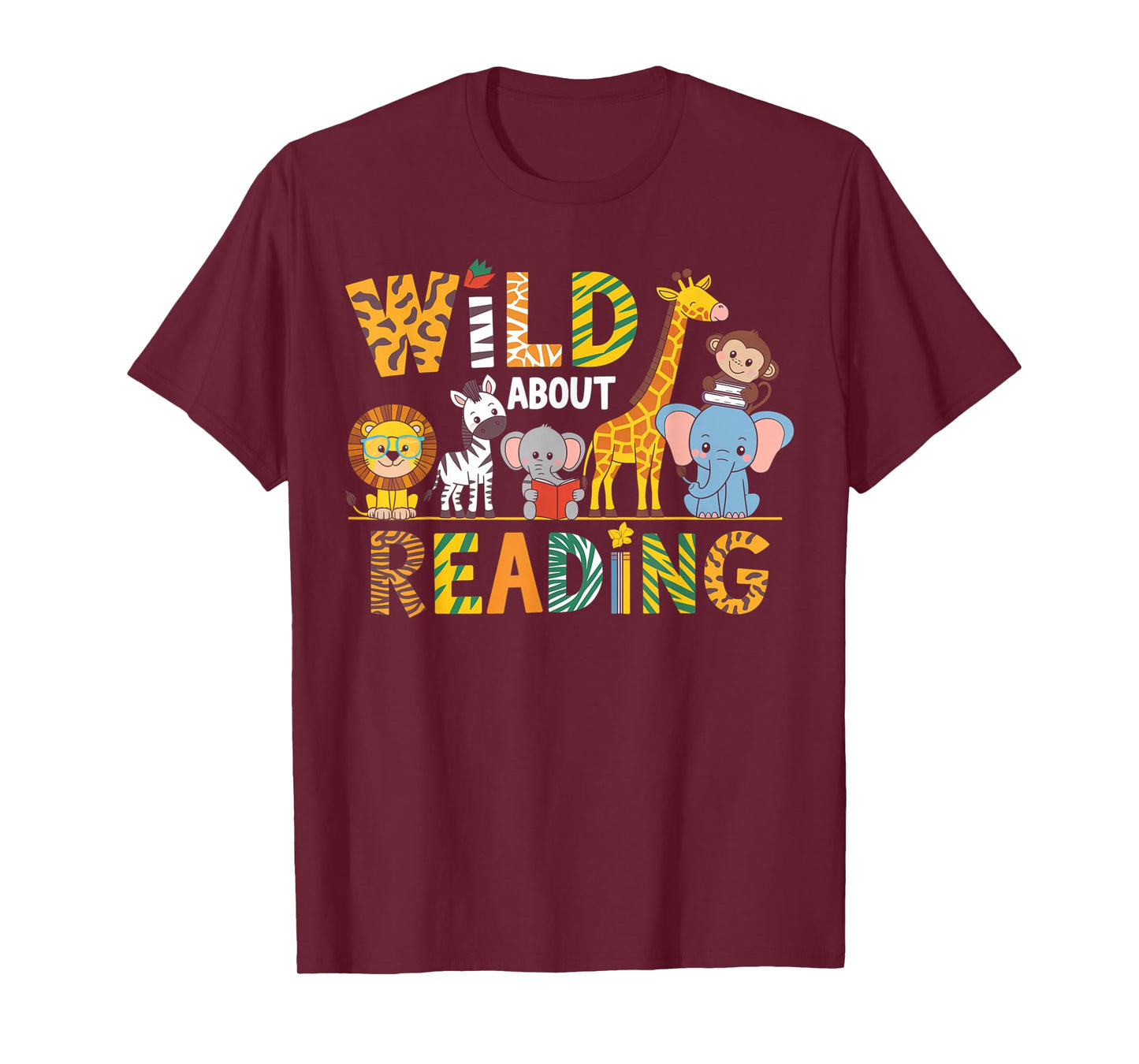 Wild About Reading Kid Love Wild Animal Books Back To School T-Shirt