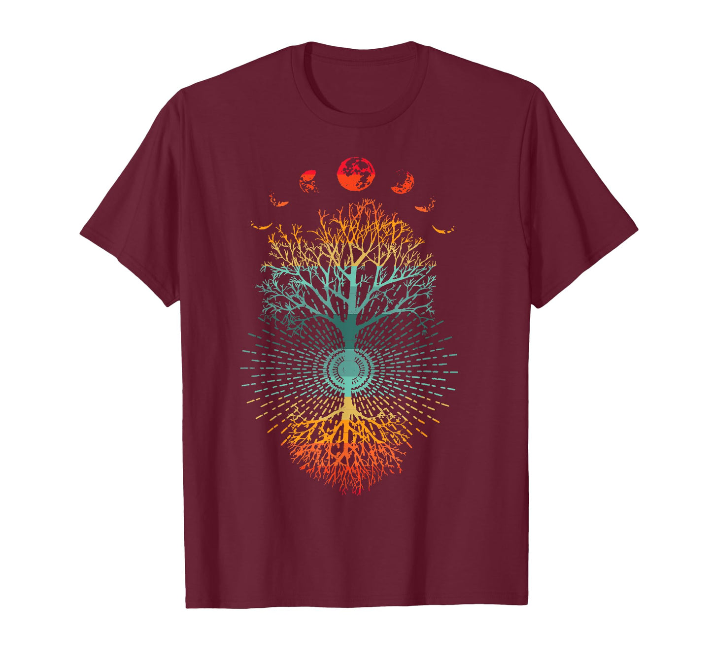 Phases of the Moon Retro 60's 70's Vibe Tree of Life Graphic T-Shirt