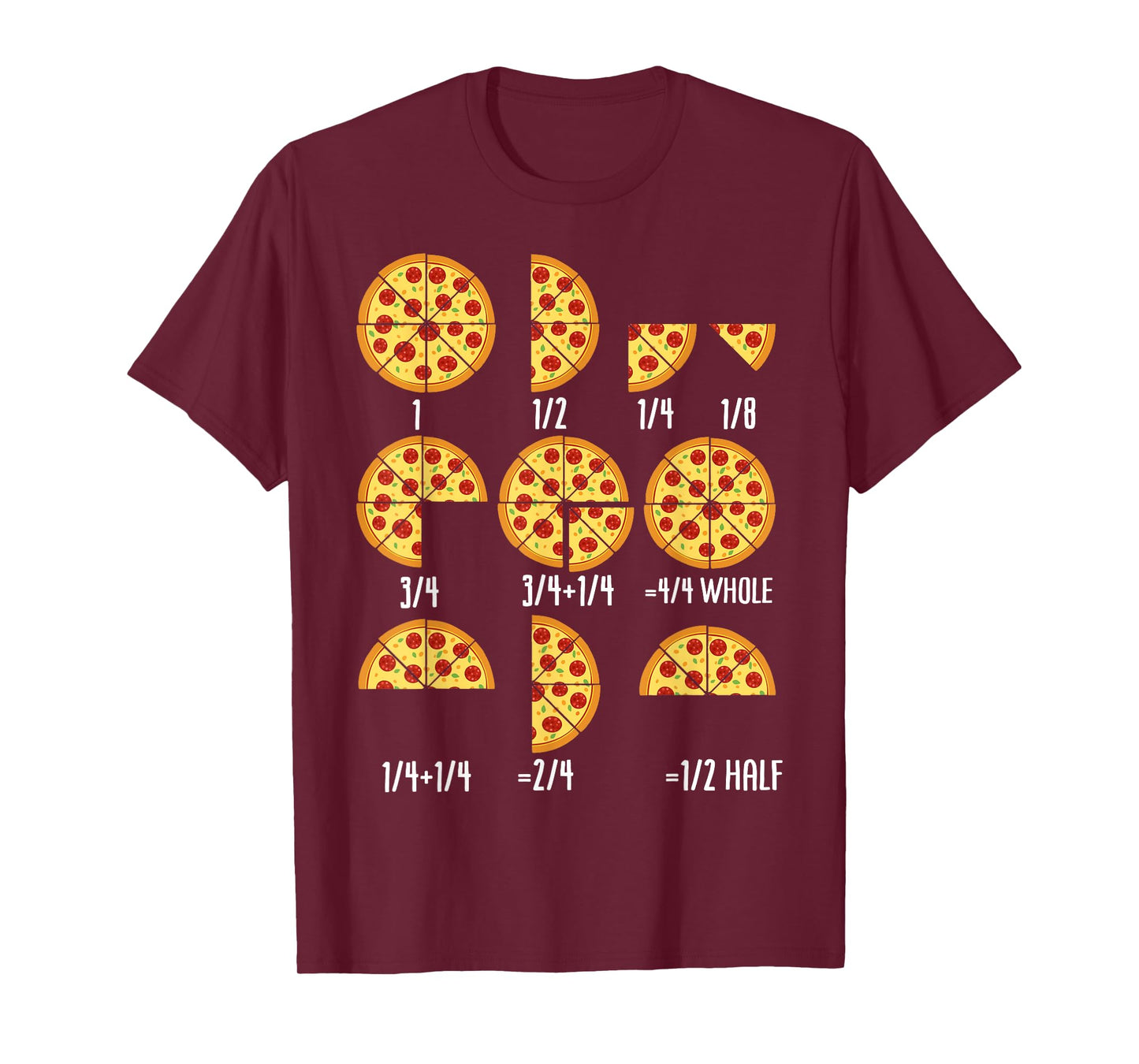 Pizza Slice Fraction Math Teacher Back To School Educational T-Shirt