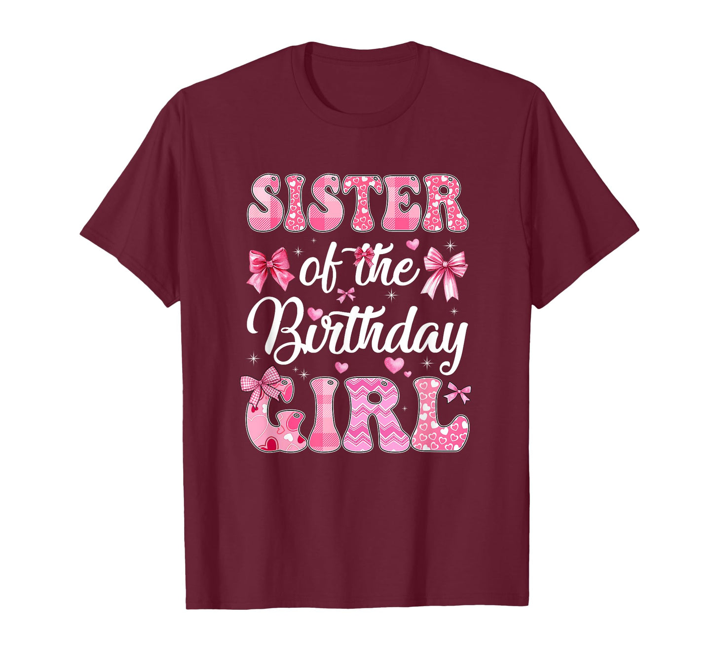 Sister Of The Birthday Girl Family Pink Coquette Bow T-Shirt