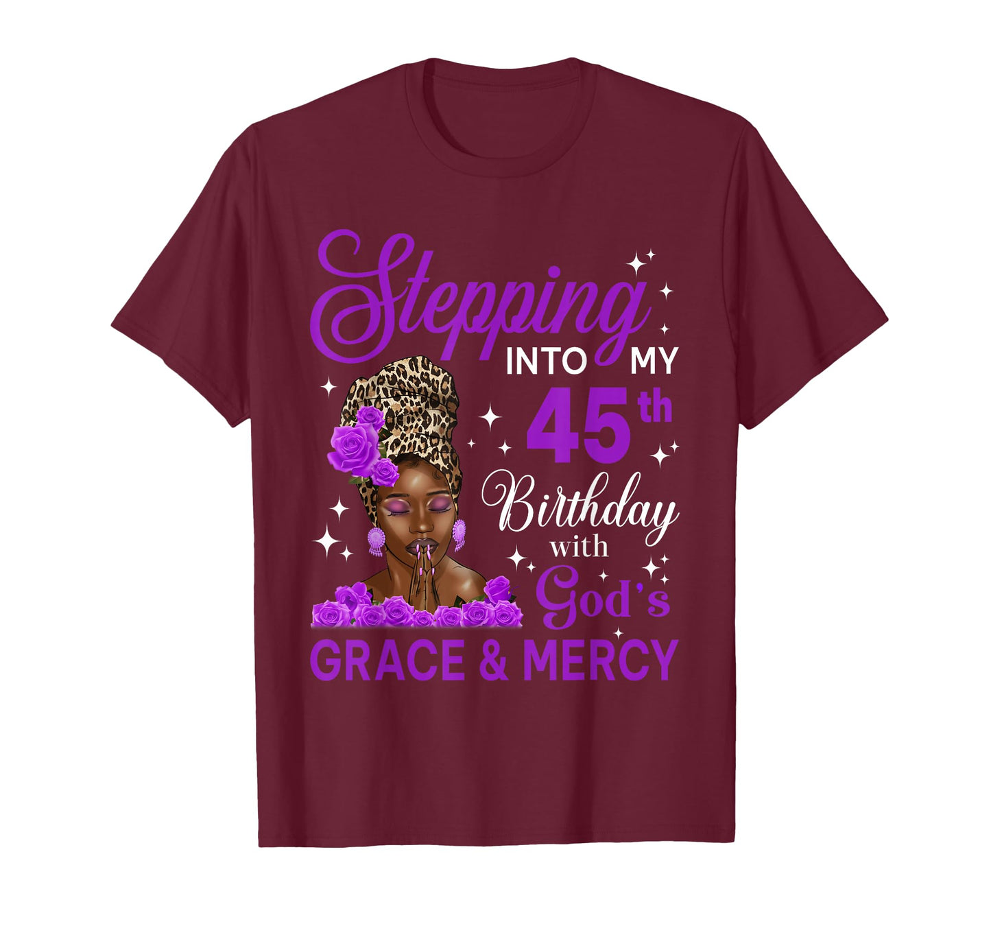 Stepping Into My 45th Birthday Headwrap Black Woman T-Shirt