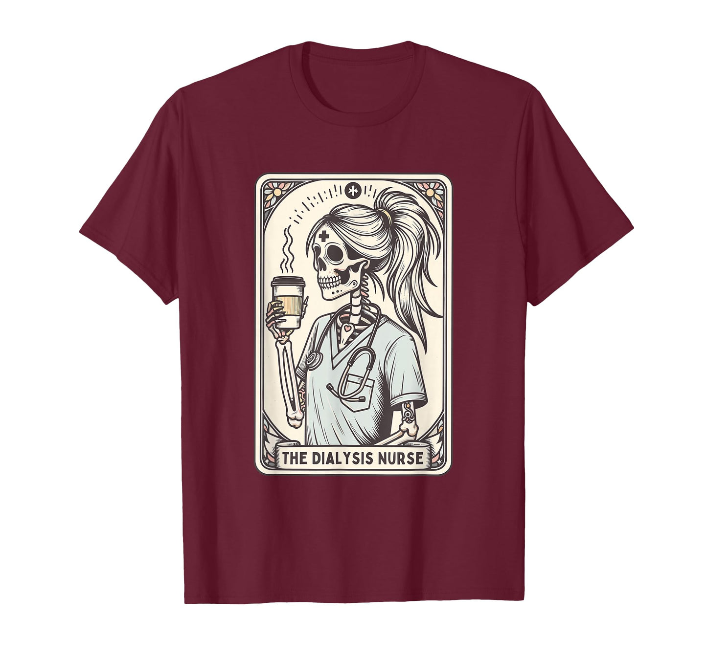 The Dialysis Nurse Halloween Skeleton Nurse Tarot Card Women T-Shirt