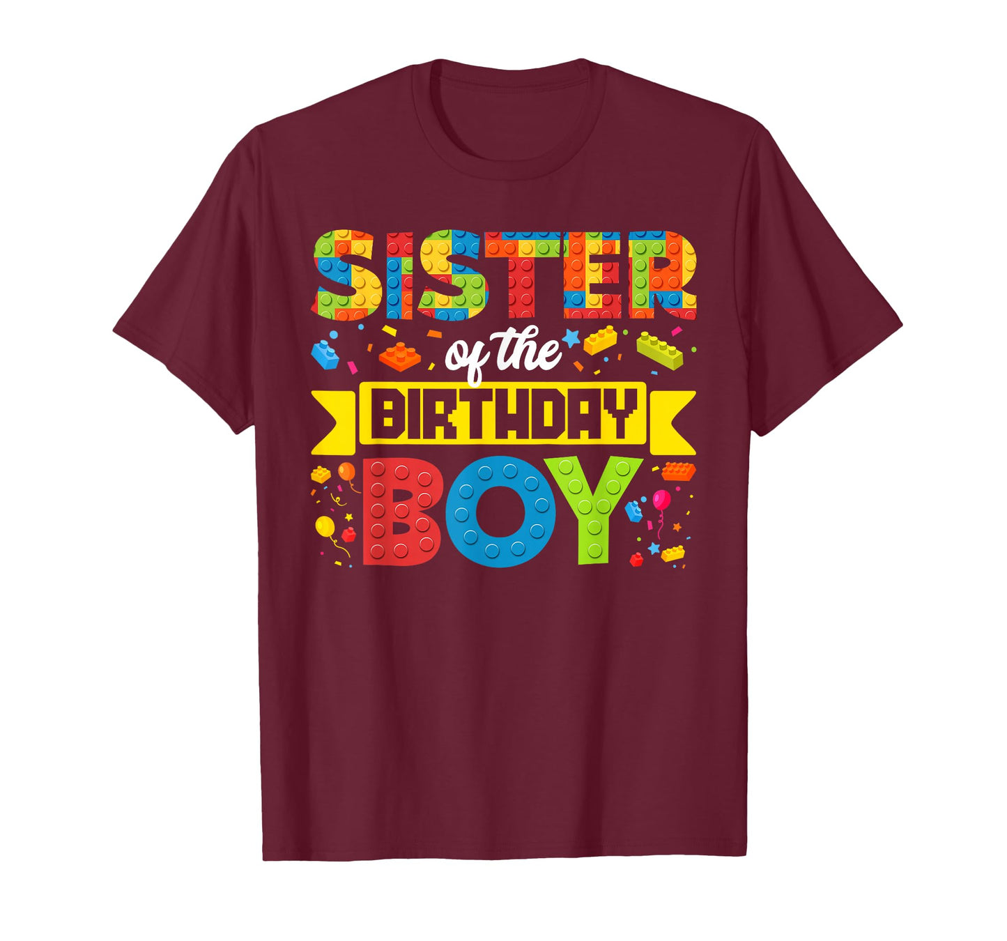 Sister Of The Birthday Boy Master Builder Building Blocks T-Shirt