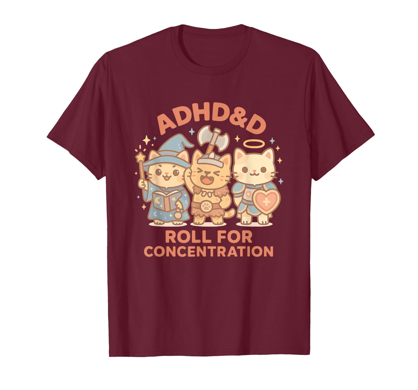 RPG Gamer ADHD&D Roll for Concentration Geek Cat Men Women T-Shirt