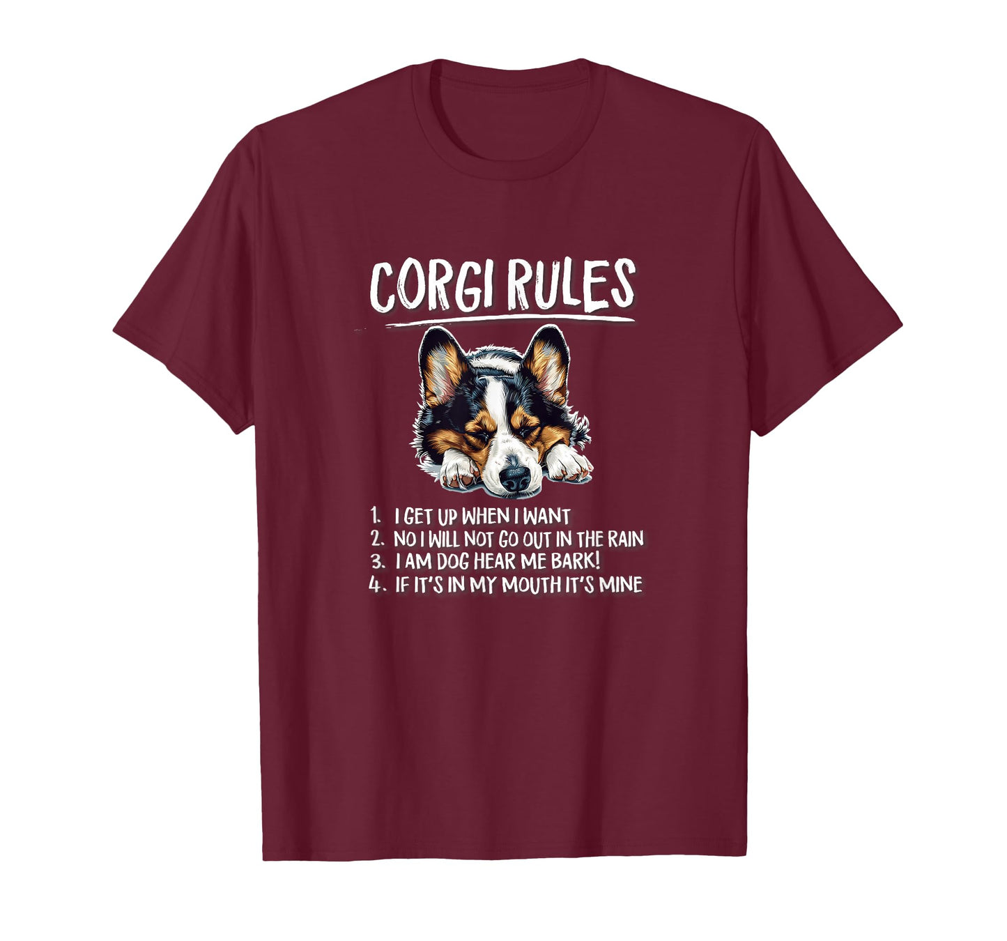 Funny Rules Napping Black Pembroke Tricolor Corgi Lover T-Shirt