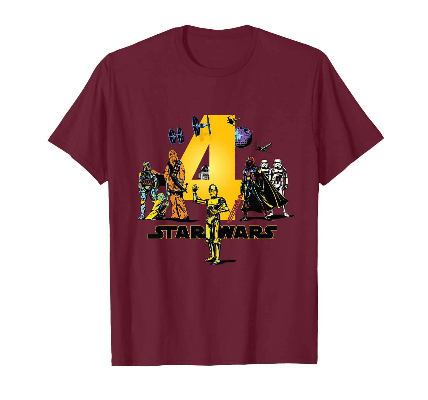 Star Wars Classic Characters Fourth Birthday 4 Years Old T-Shirt