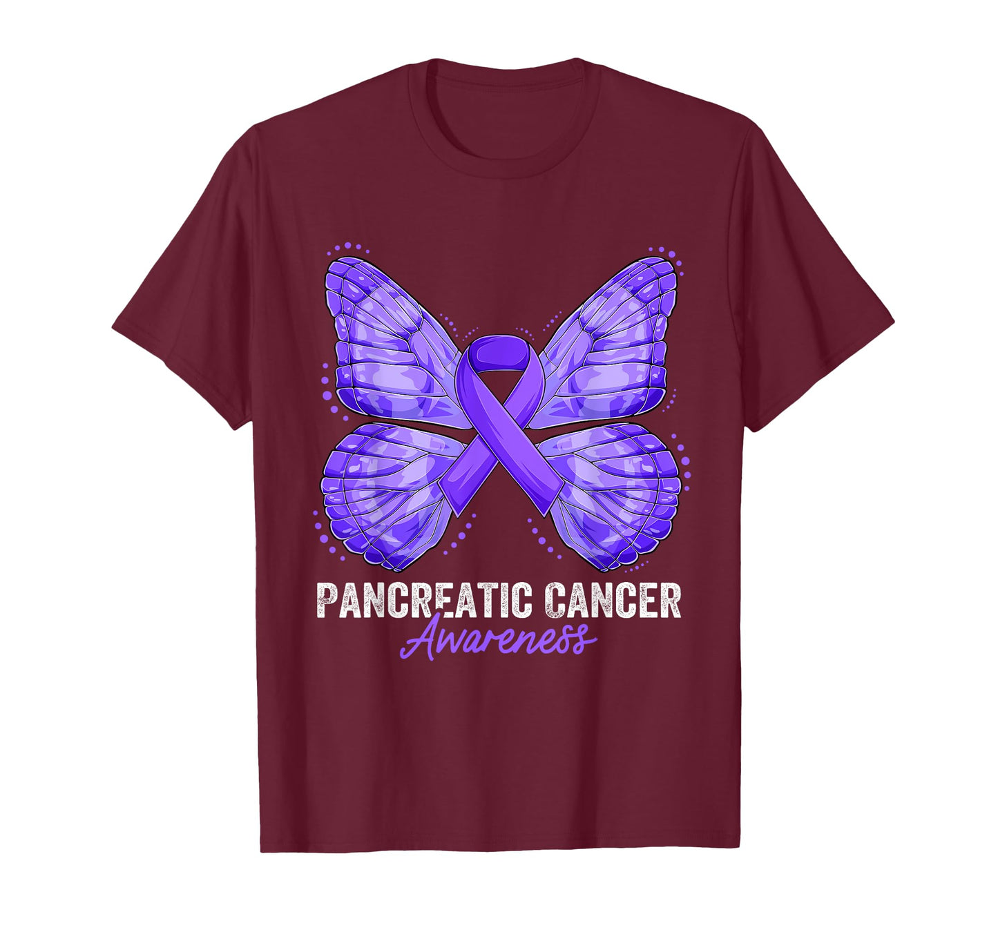 Pancreatic Cancer Awareness Month Butterfly Purple Ribbon T-Shirt