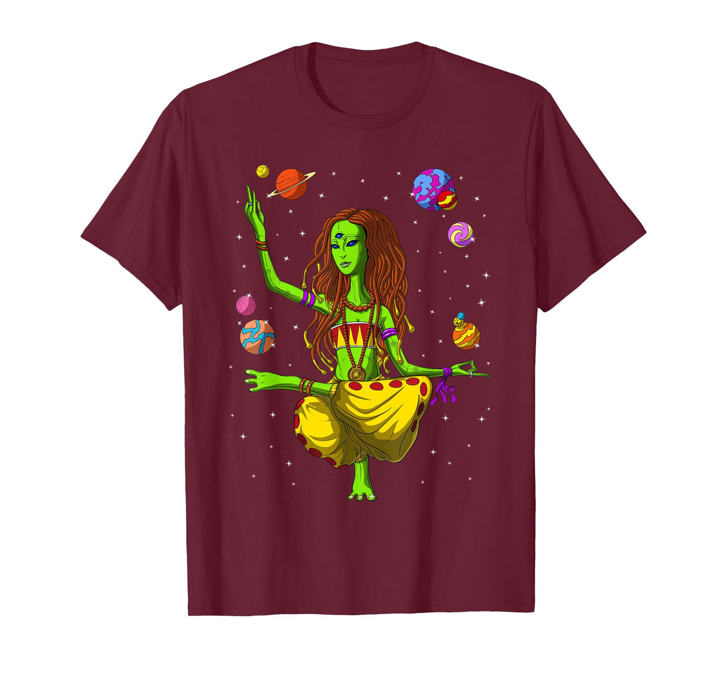 Hippie Alien Yoga Zen Meditation Psychedelic Spiritual Women T-Shirt
