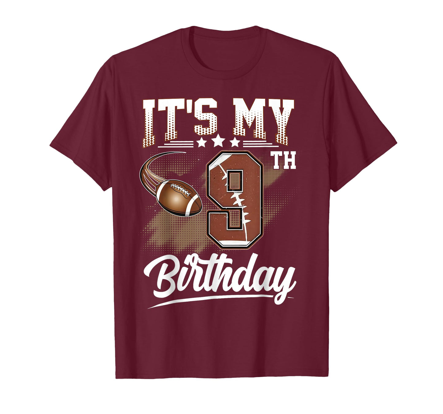 Kids 9 Year Old It's My 9th Birthday Football Themed Party T-Shirt