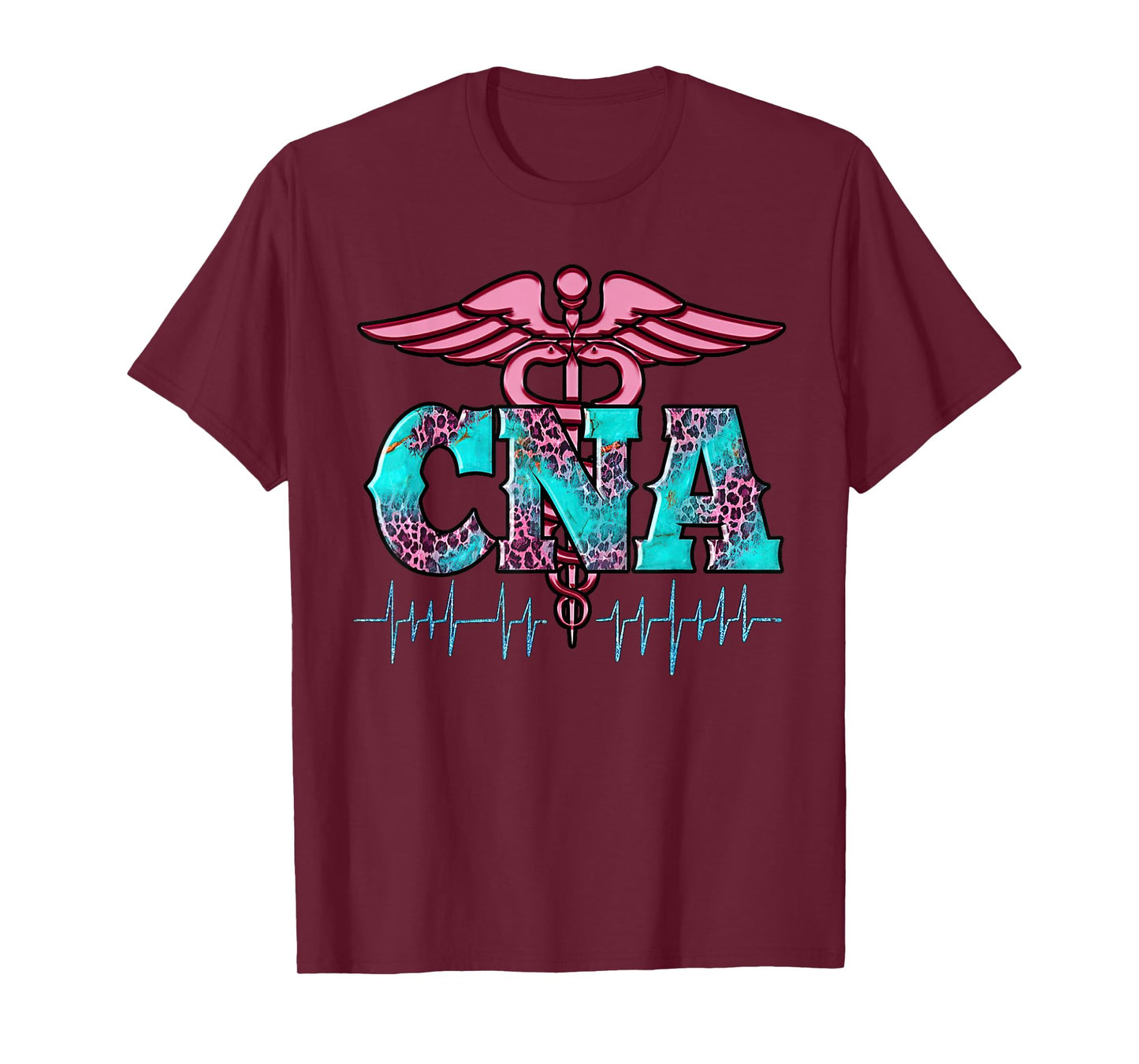 Pink And Blue Leopard CNA Nurse Christmas Pajamas For Team T-Shirt