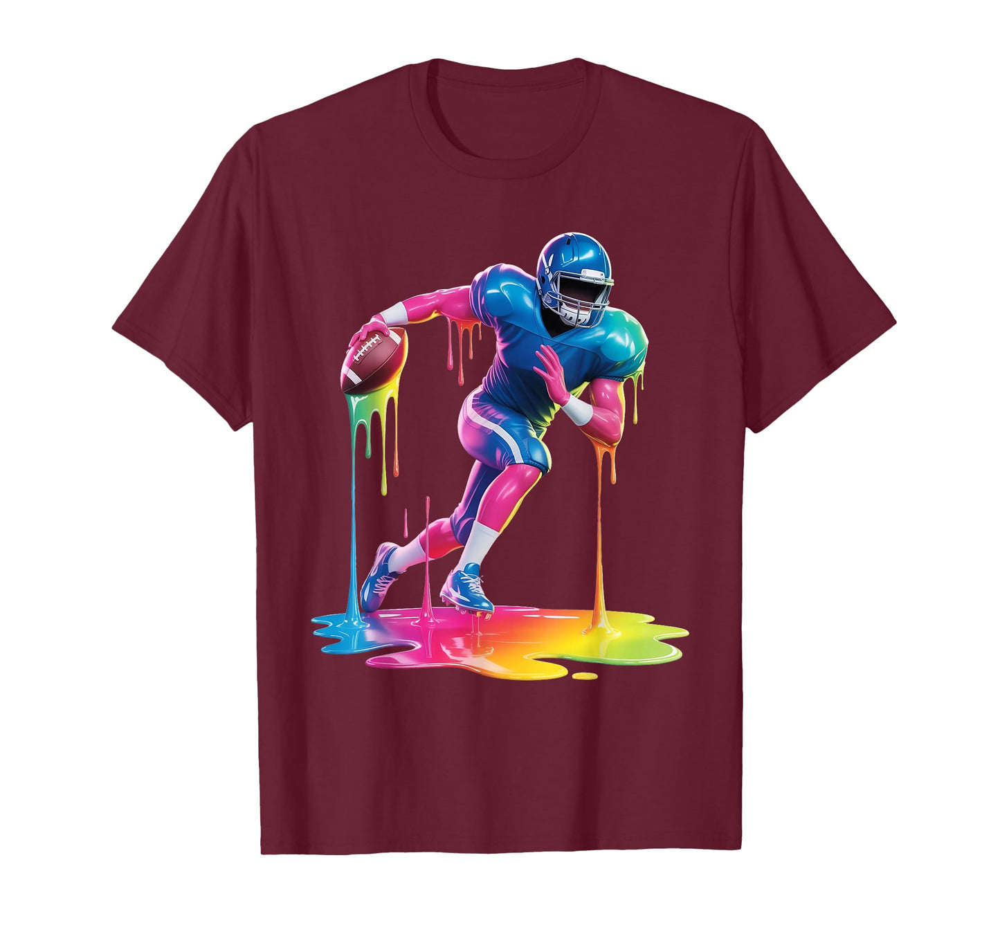 Tie Dye Football Drip Boys Youth Kid Dripping Football T-Shirt