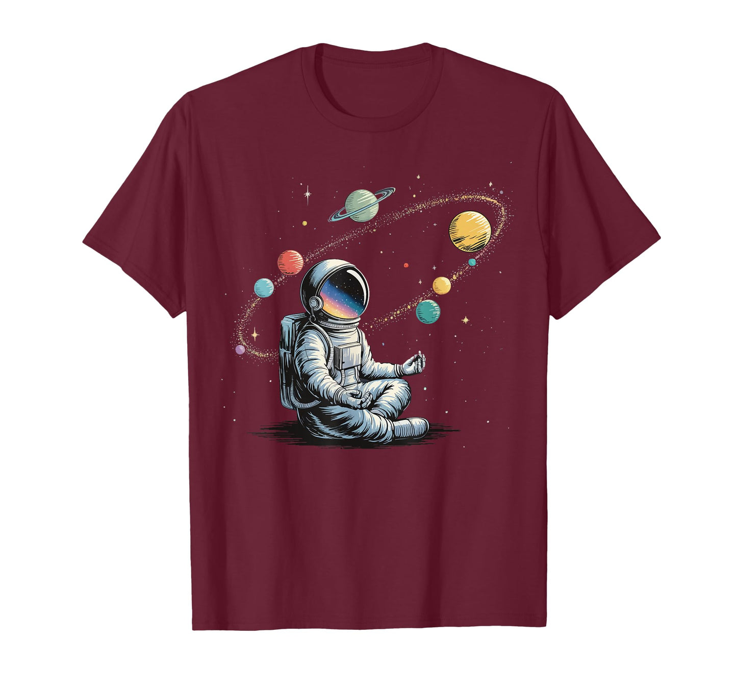 Astronaut Meditating Galaxy Yoga T-Shirt