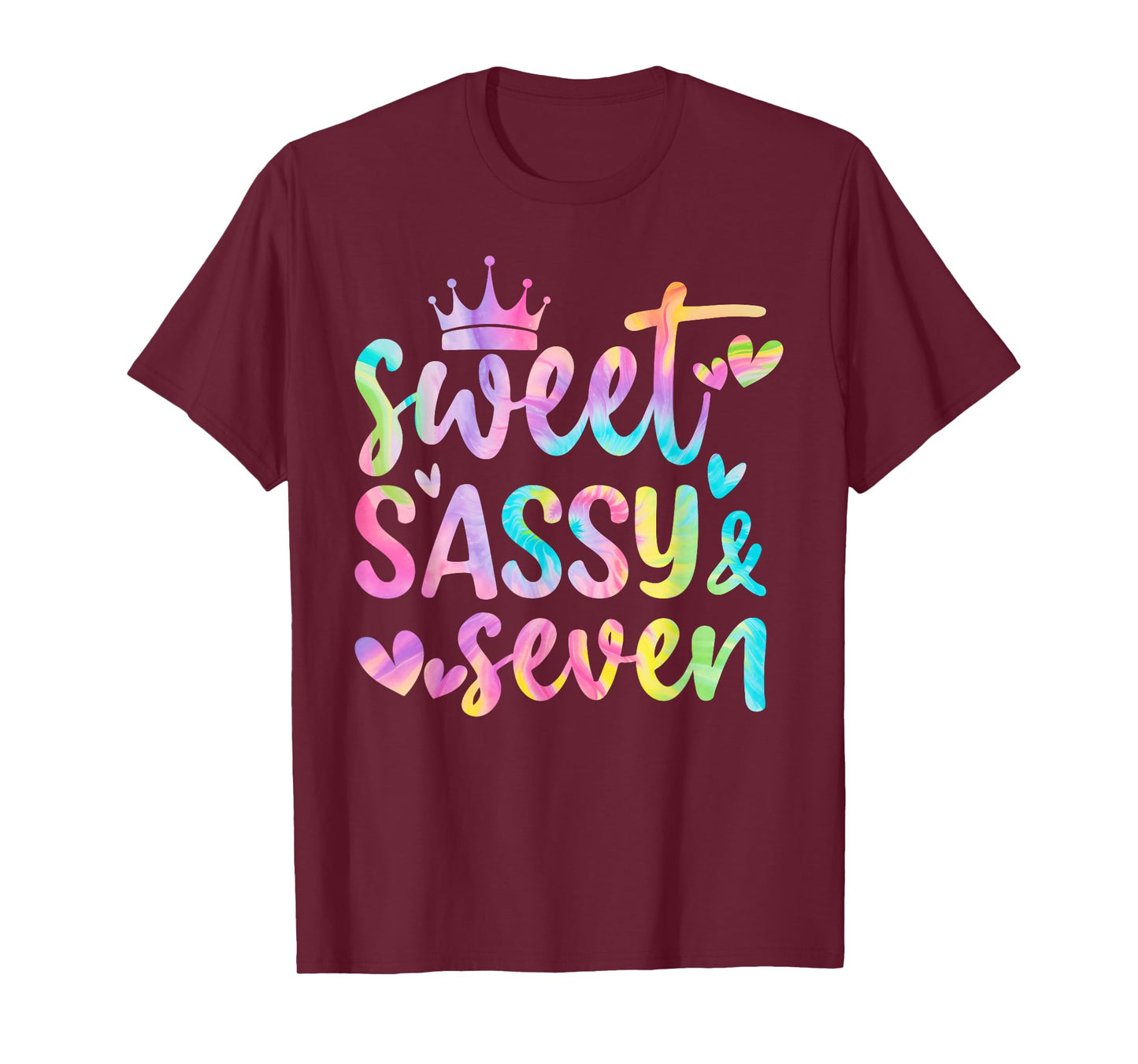 Sweet Sassy and Seven Girls Birthday Tie Dye 7 Year Old Kids T-Shirt