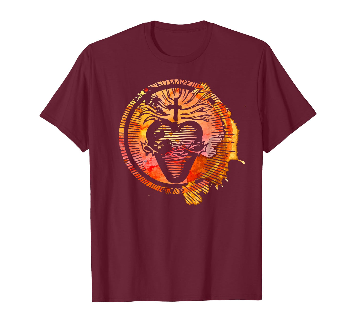 Sacred Heart of Jesus Watercolor Catholic T-Shirt