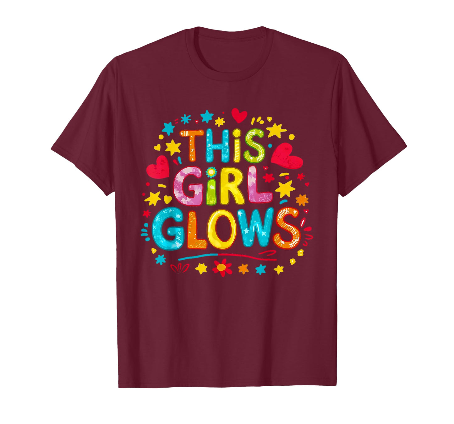 This Girl Glows for Women & Girls Tie Dye 80s Themed Disco T-Shirt