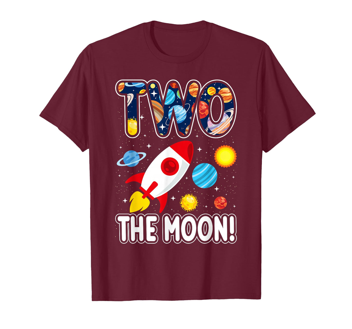 Two The Moon Outer Space 2 Year Old 2nd Birthday Party Space T-Shirt