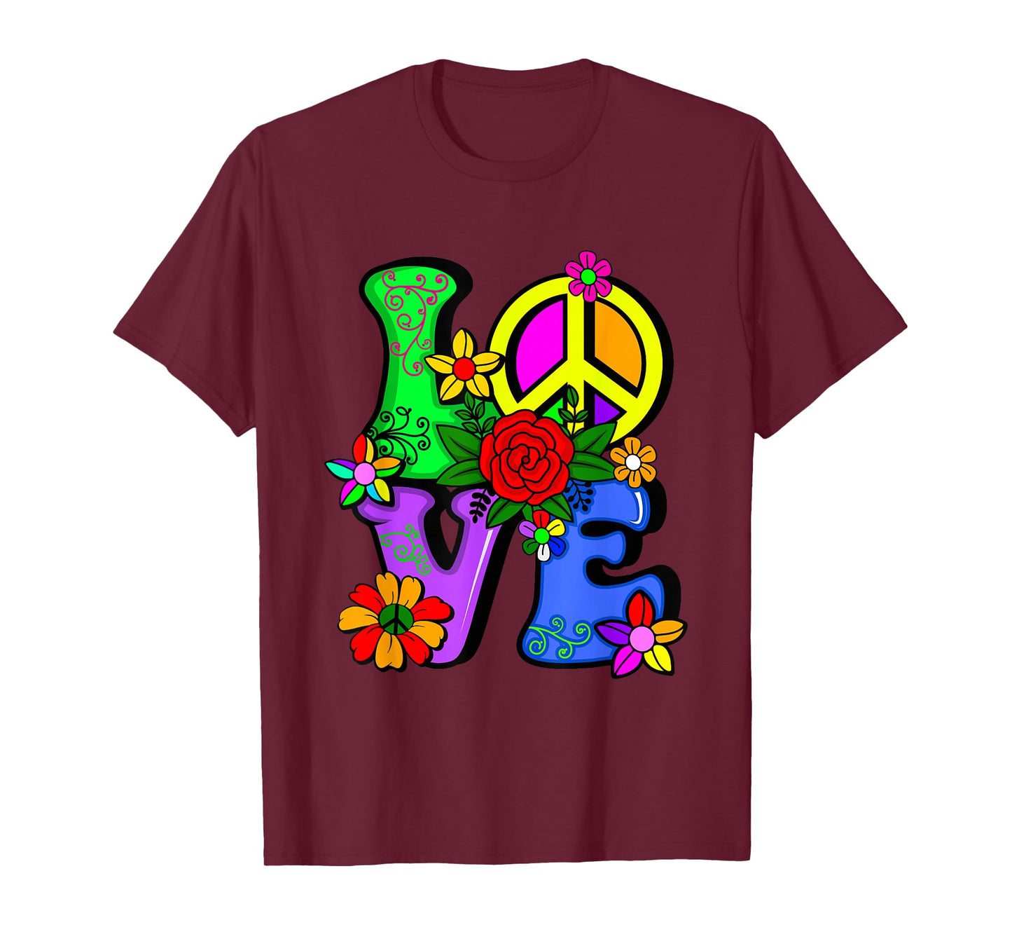 Retro 60's 70's Flower Power Hippy, Groovy Love Peace Hippie T-Shirt