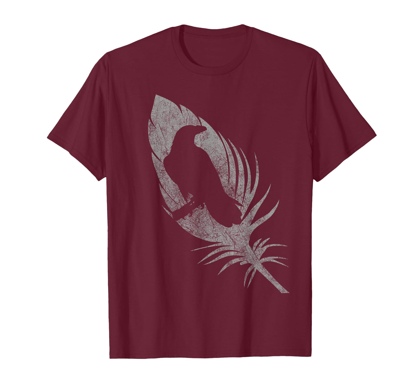 Raven silhouette beautiful crow feather distressed gothic T-Shirt