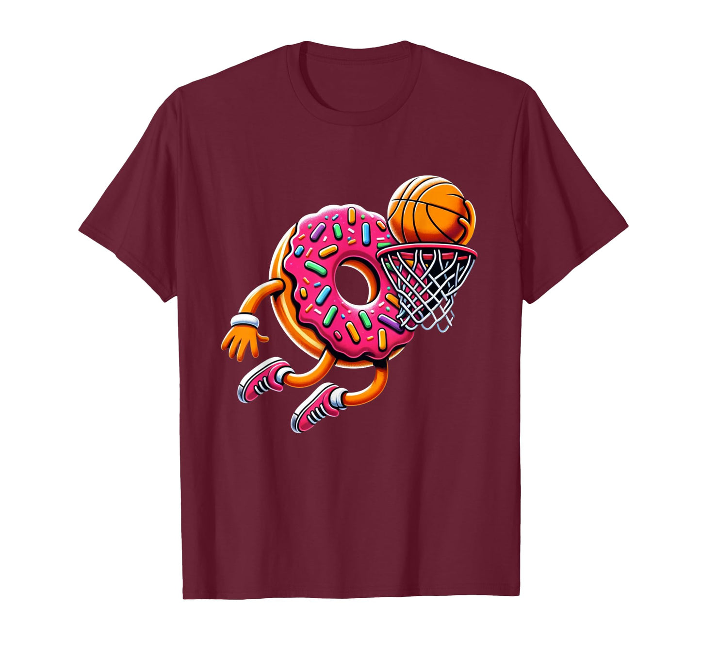 Funny Donut Dunking Basketball Food Champ Sports Donut T-Shirt