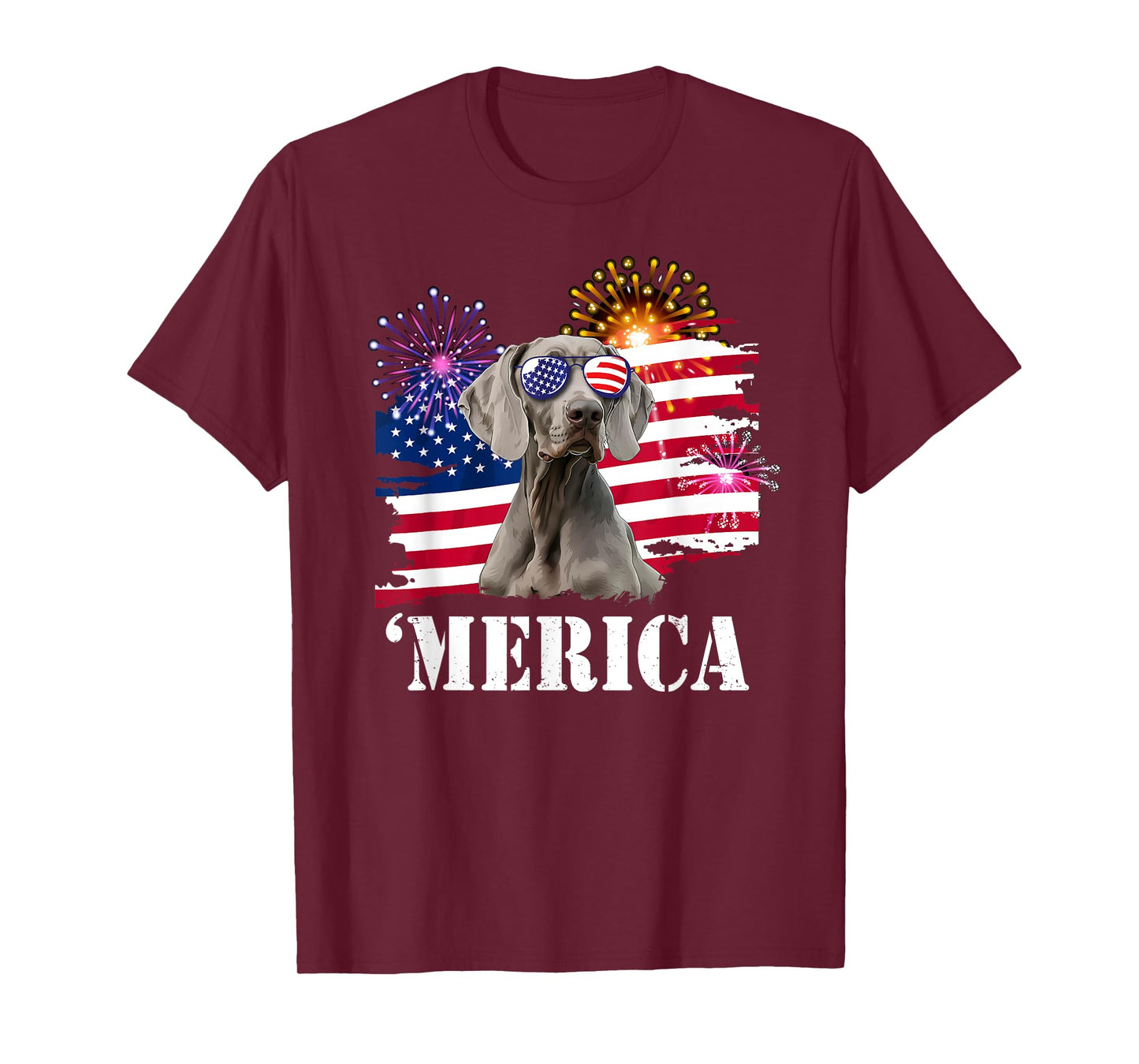 USA Flag 4th of July Merican Weimaraner Lover T-Shirt for Women Kids Men