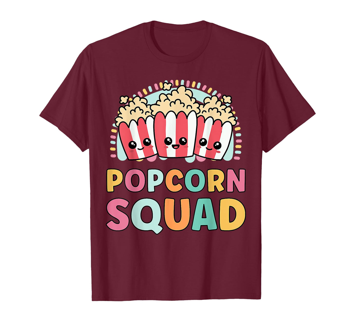 Cute Popcorn Design And Matching Popcorn Squad Outfit T-Shirt