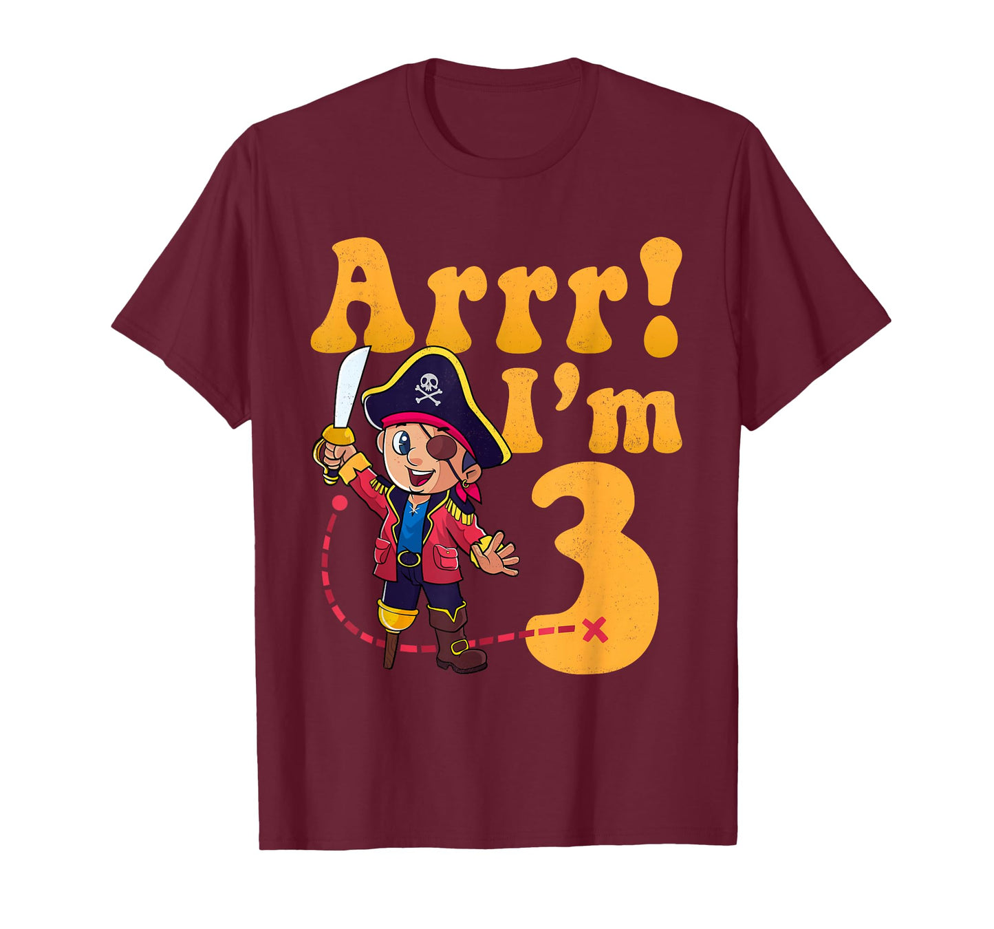 Kids 3rd Pirate Birthday Party Arrr I'm 3 Three Years Old T-Shirt