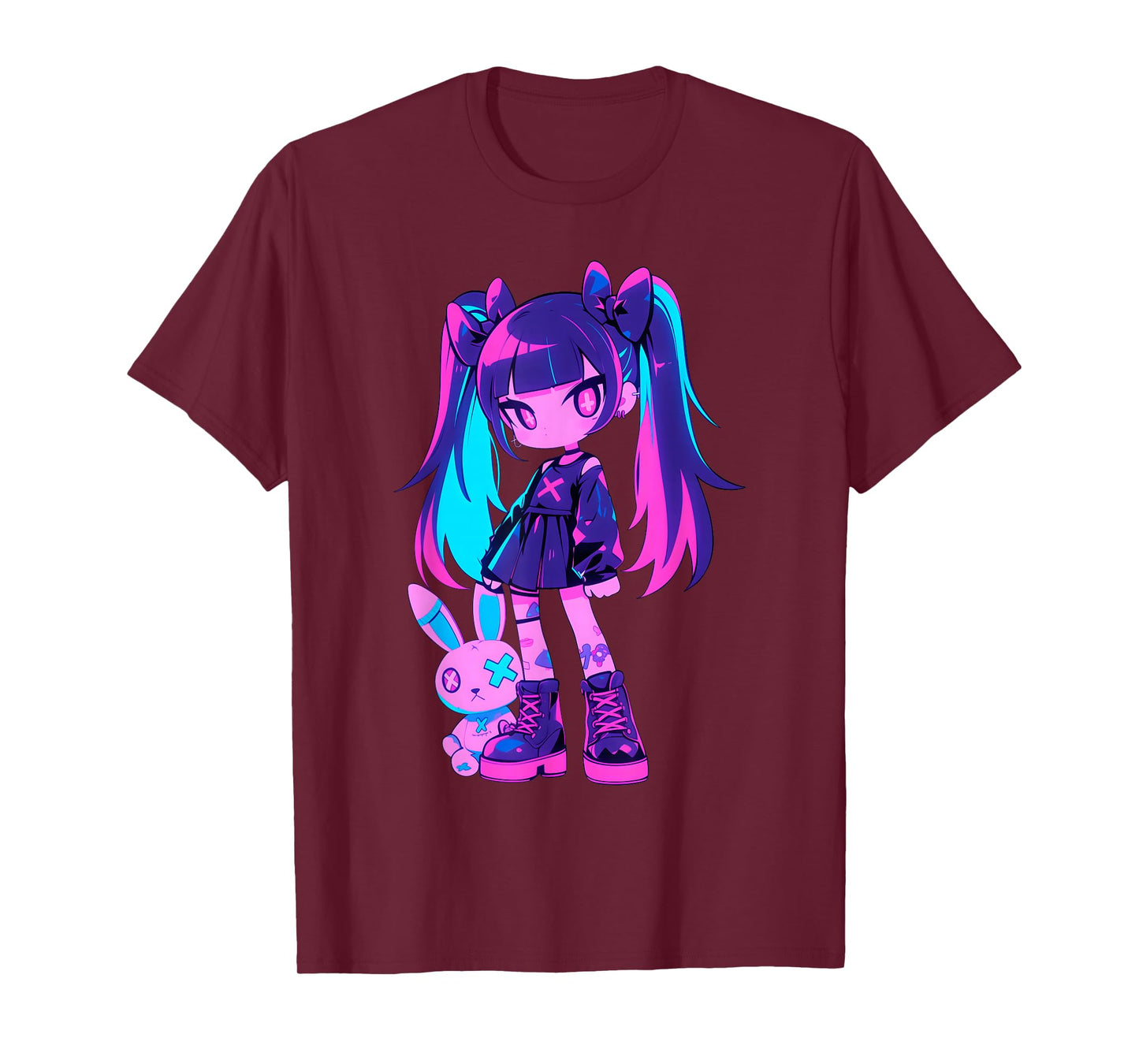 Cute E-Girl Anime Girl Grunge Goth Bunny Gothic Outfit T-Shirt