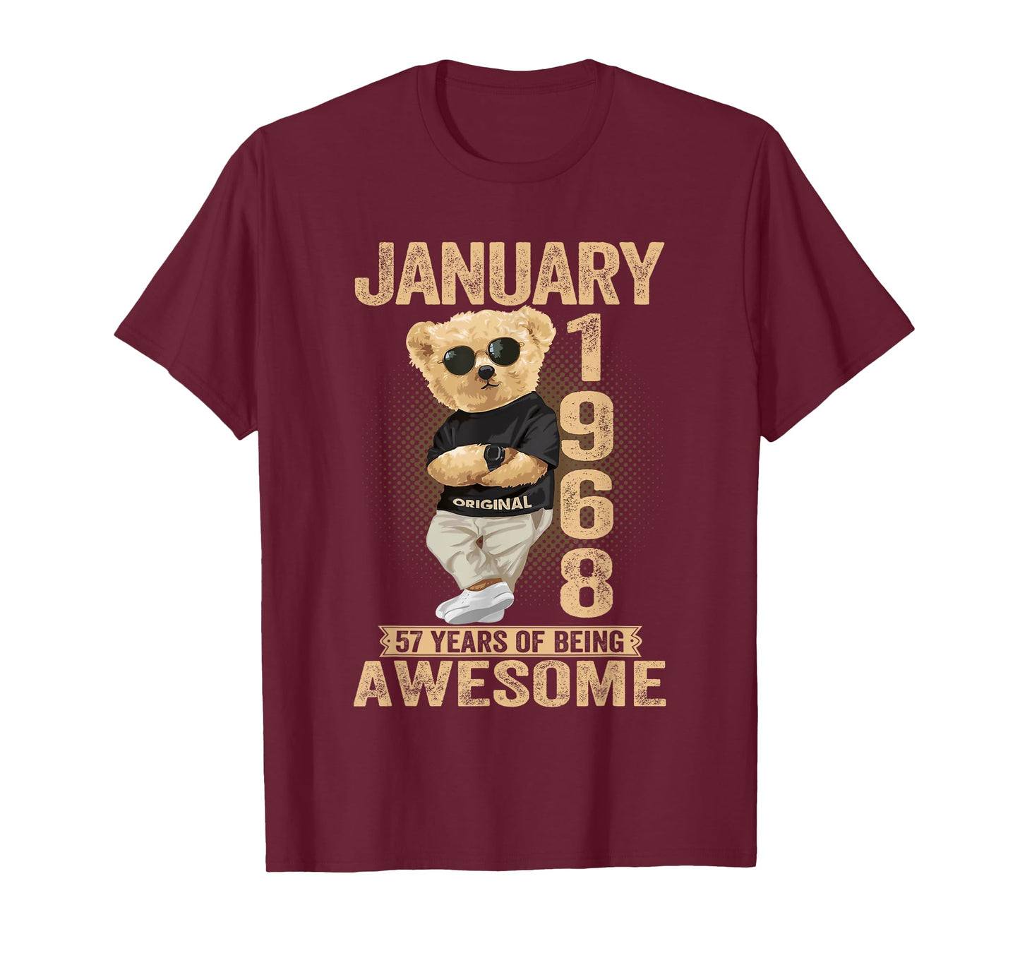 January 57th Birthday Men Women 1968 Awesome Teddy Bear T-Shirt