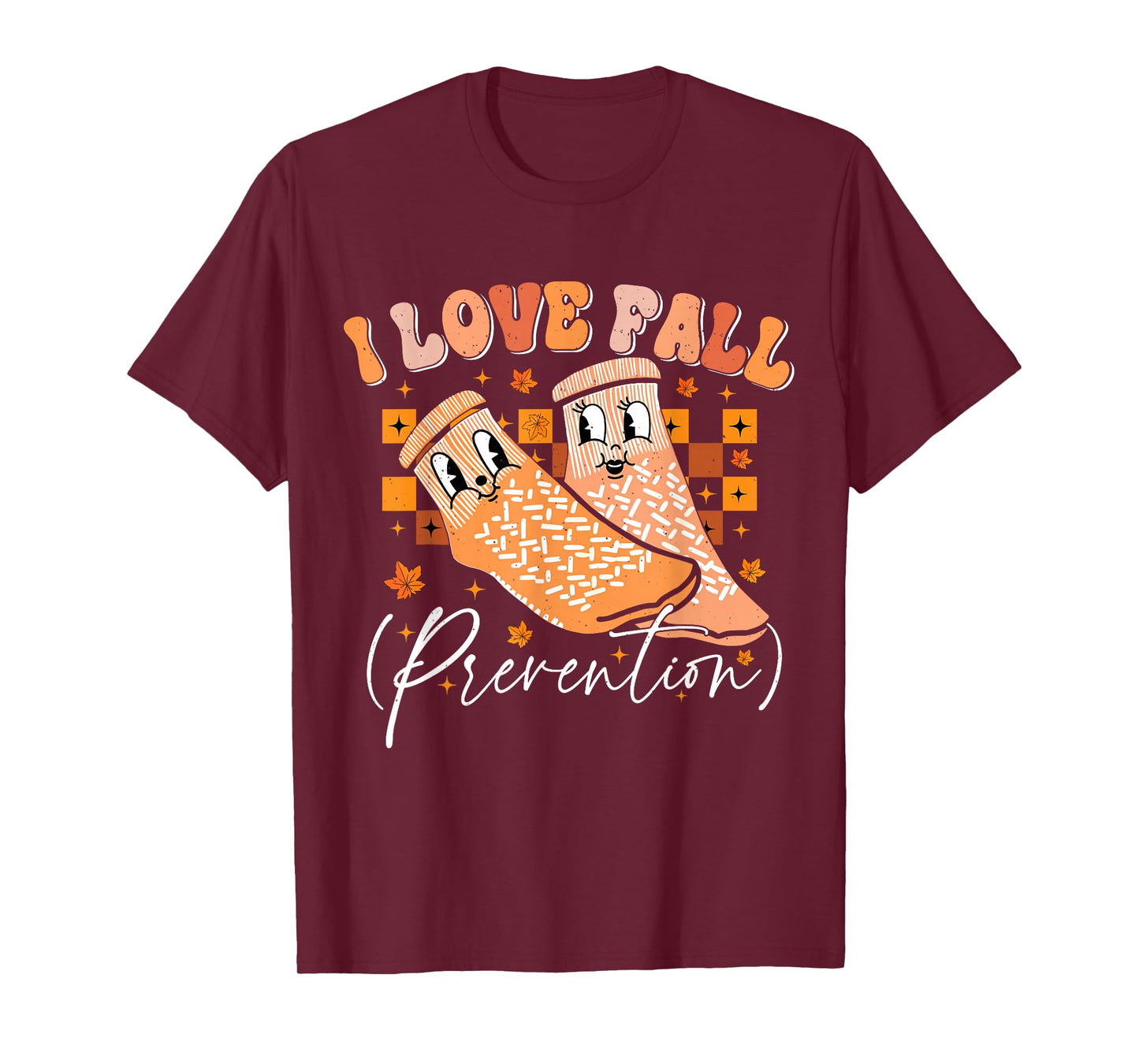 Groovy Retro I Love Fall Prevention Fall Physical Therapy T-Shirt