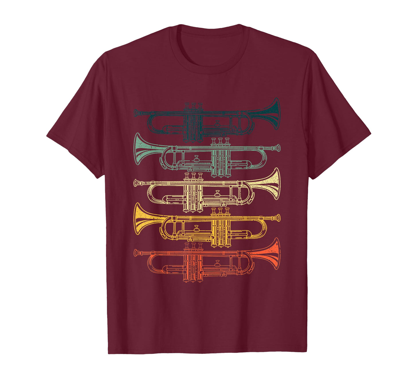 Trumpet Gift Trumpet Player Accessories & Stuff Unisex-Adults & Kids Black Cotton T-Shirt Small Retro Jazz Music T-Shirt