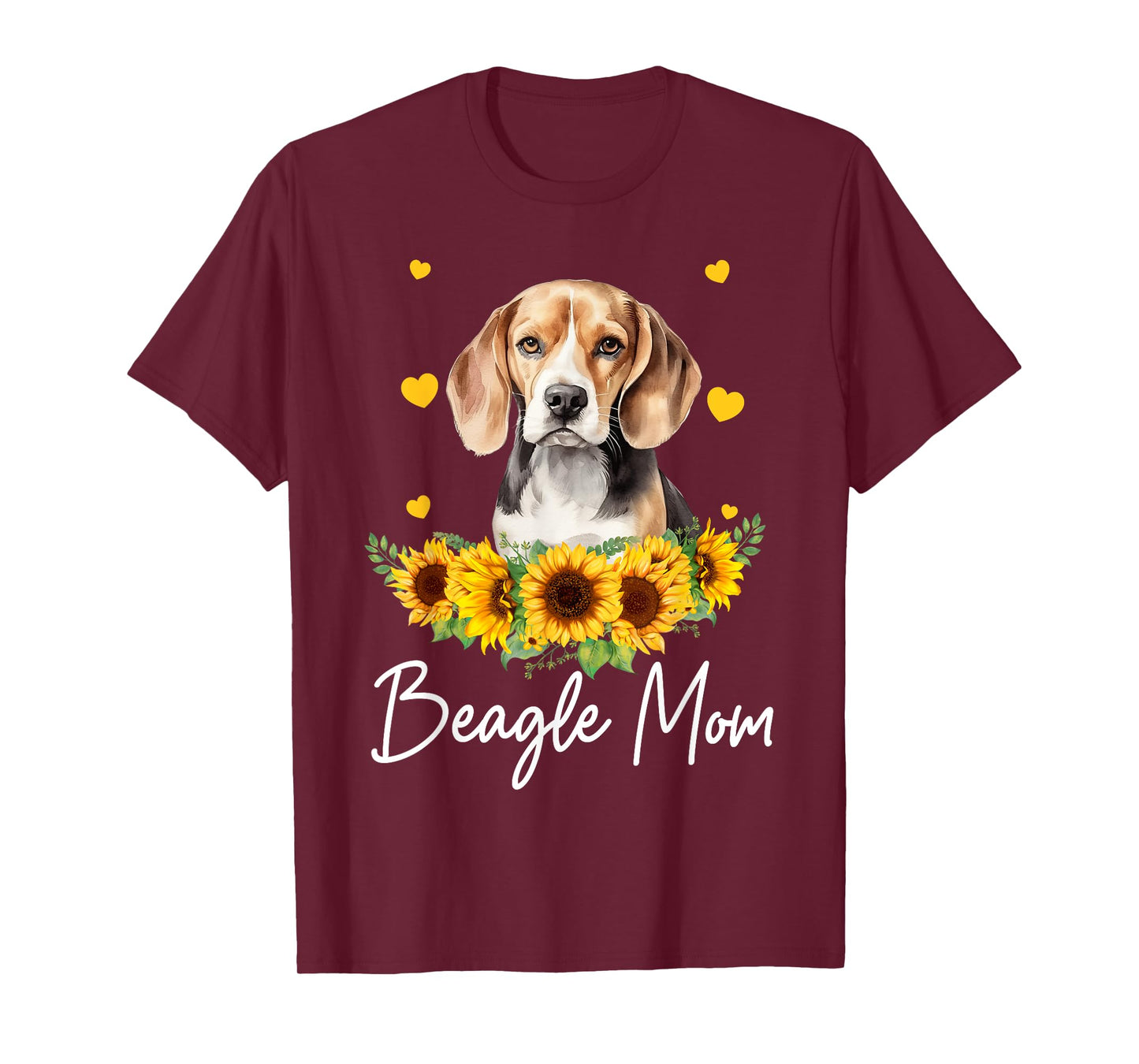 Womens Sunflower Beagle Mom Dog Lover T-Shirt