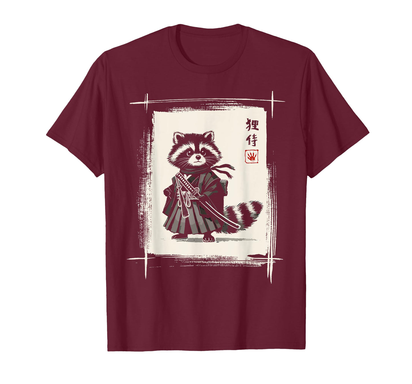 Samurai Raccoon Japanese Art Sumi-e Kawaii Funny Raccoon T-Shirt