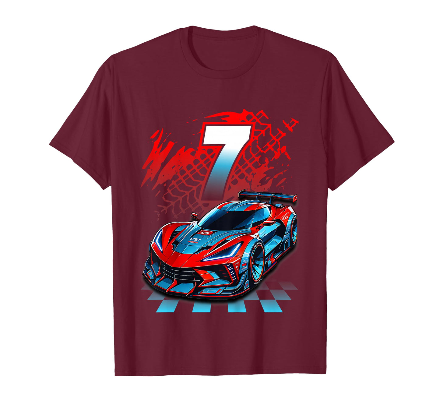 Kids 7 Year Old Race Car 7th Birthday Party Racing Racecar T-Shirt
