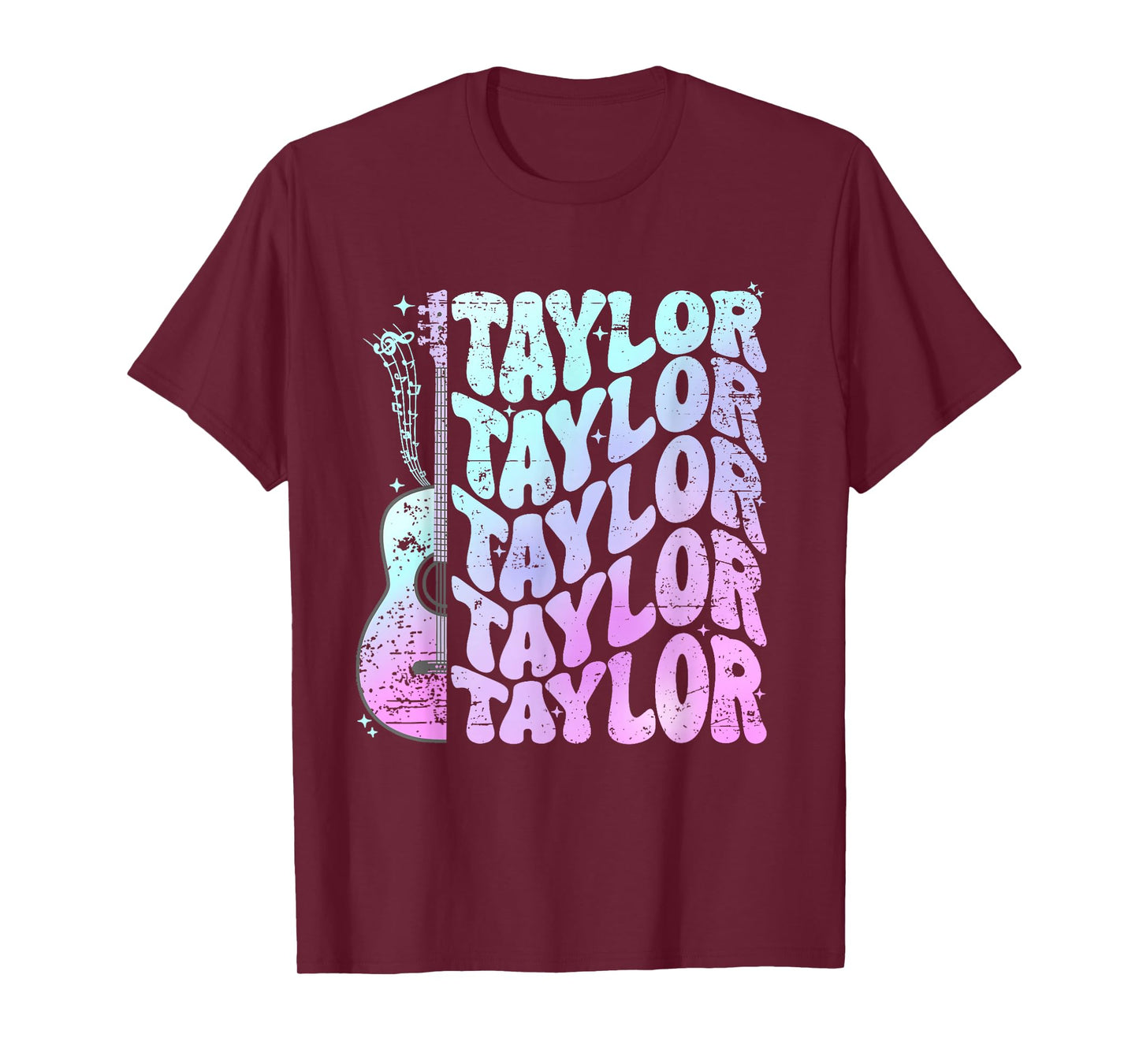 Girl Retro Taylor First Name Personalized Groovy 80's Pink T-Shirt