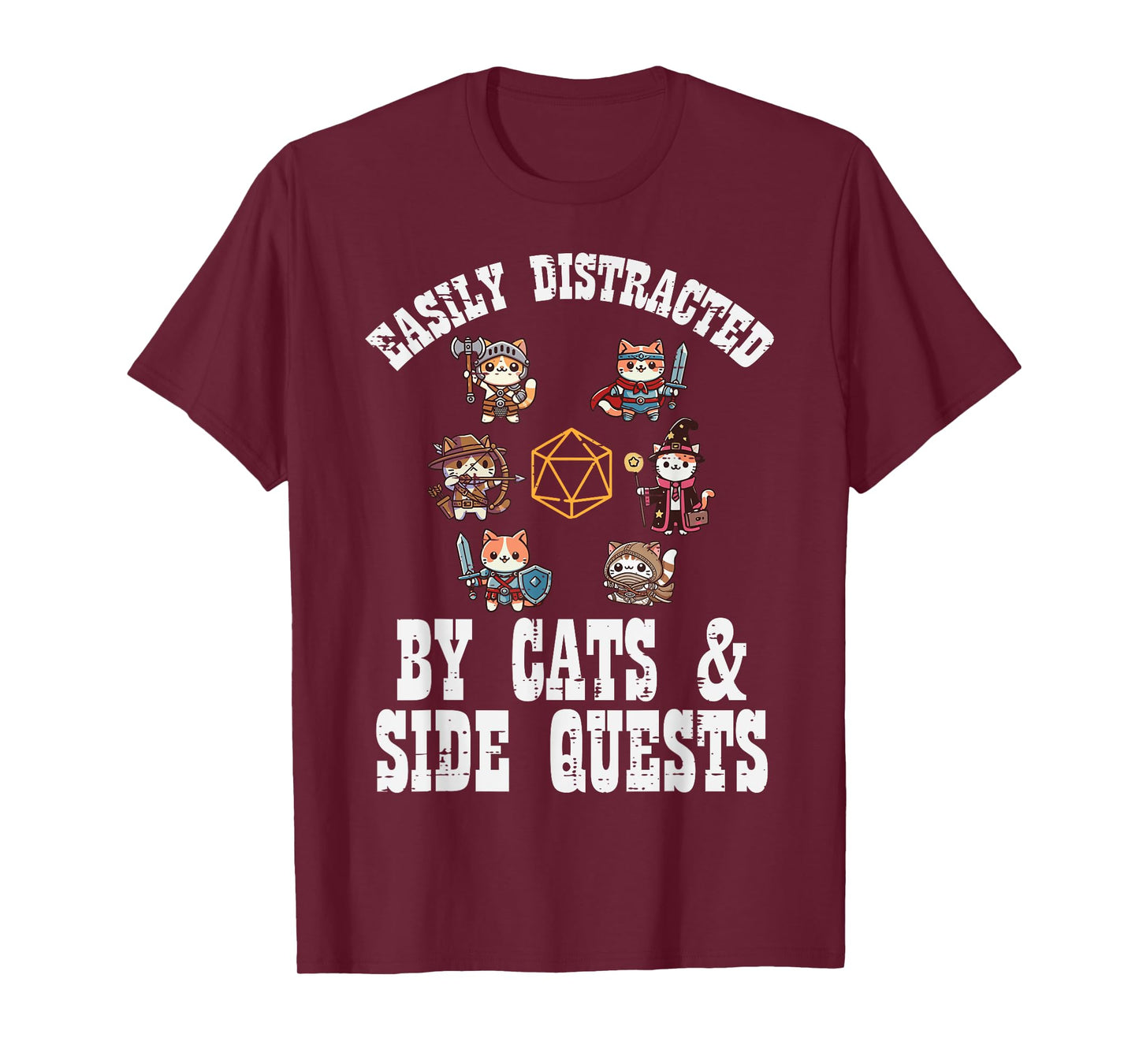 Gaming Easily Distracted By Cats Side Quests Boys Kids Men T-Shirt