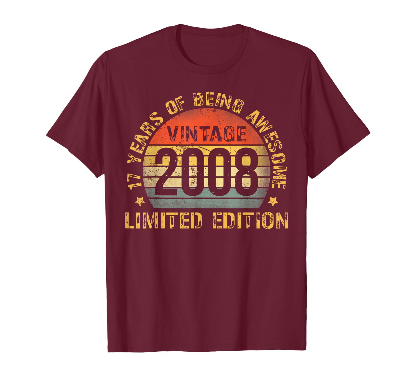 17 Year Old BDay Decorations Men Boy 17yr 2008 17th Birthday T-Shirt