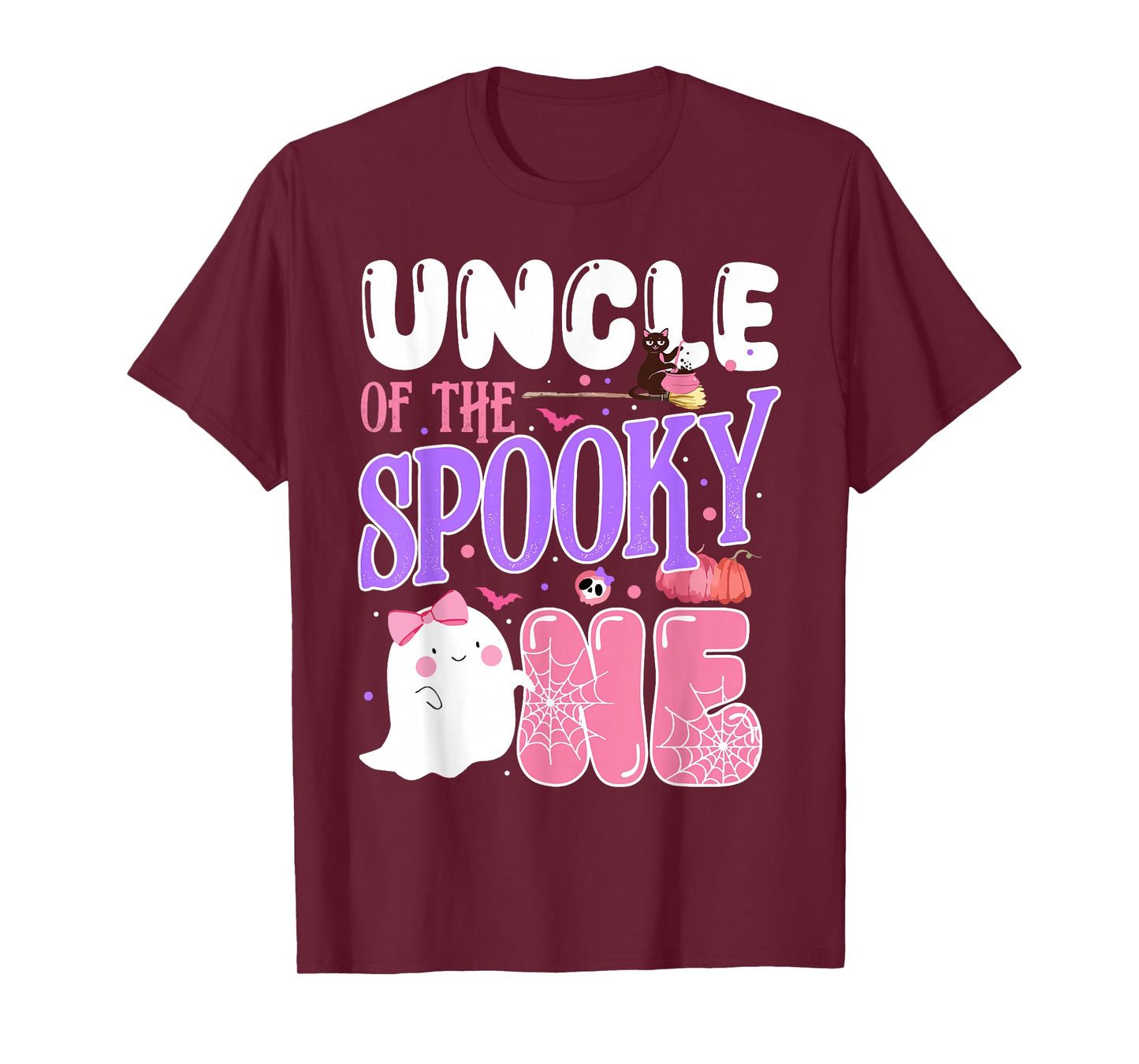 Uncle Of The Spooky One 1st Birthday Halloween Pink Ghost T-Shirt