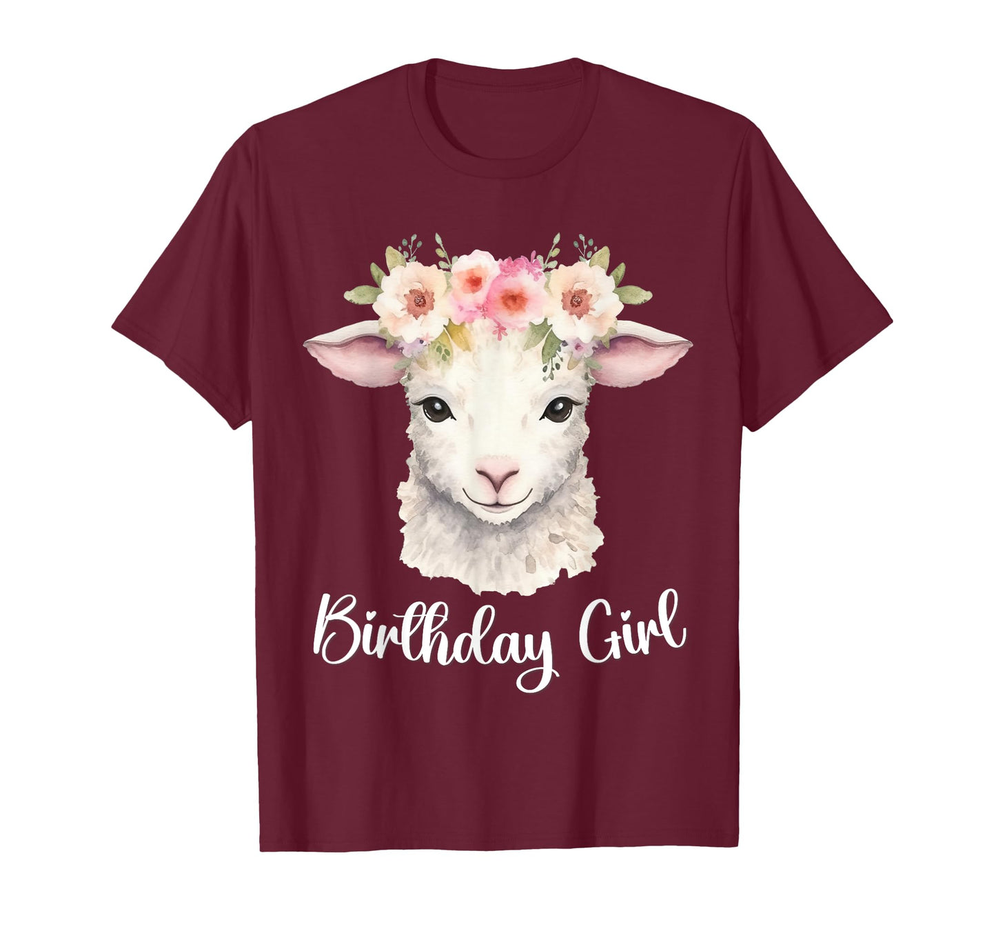Lamb, Sheep with Flowers for the Birthday Girl T-Shirt