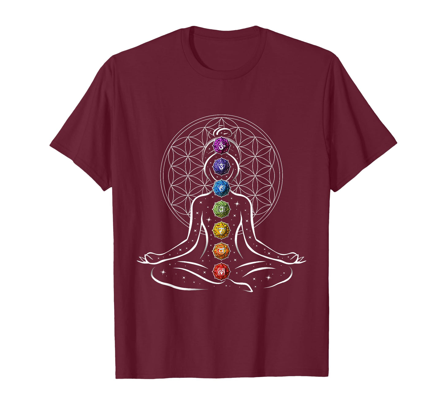 Yoga Meditation Chakras Zen Flower of Life Sacred Geometry T-Shirt