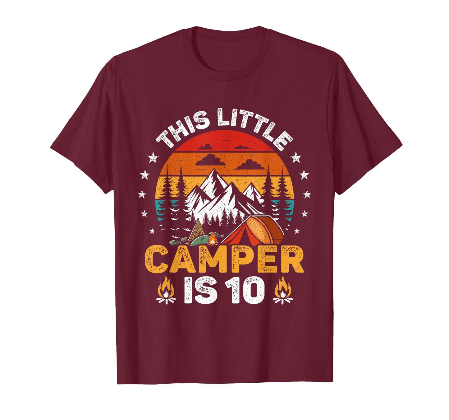 This Little Camper is 10 Year Old 10th Birthday Camping Bday T-Shirt