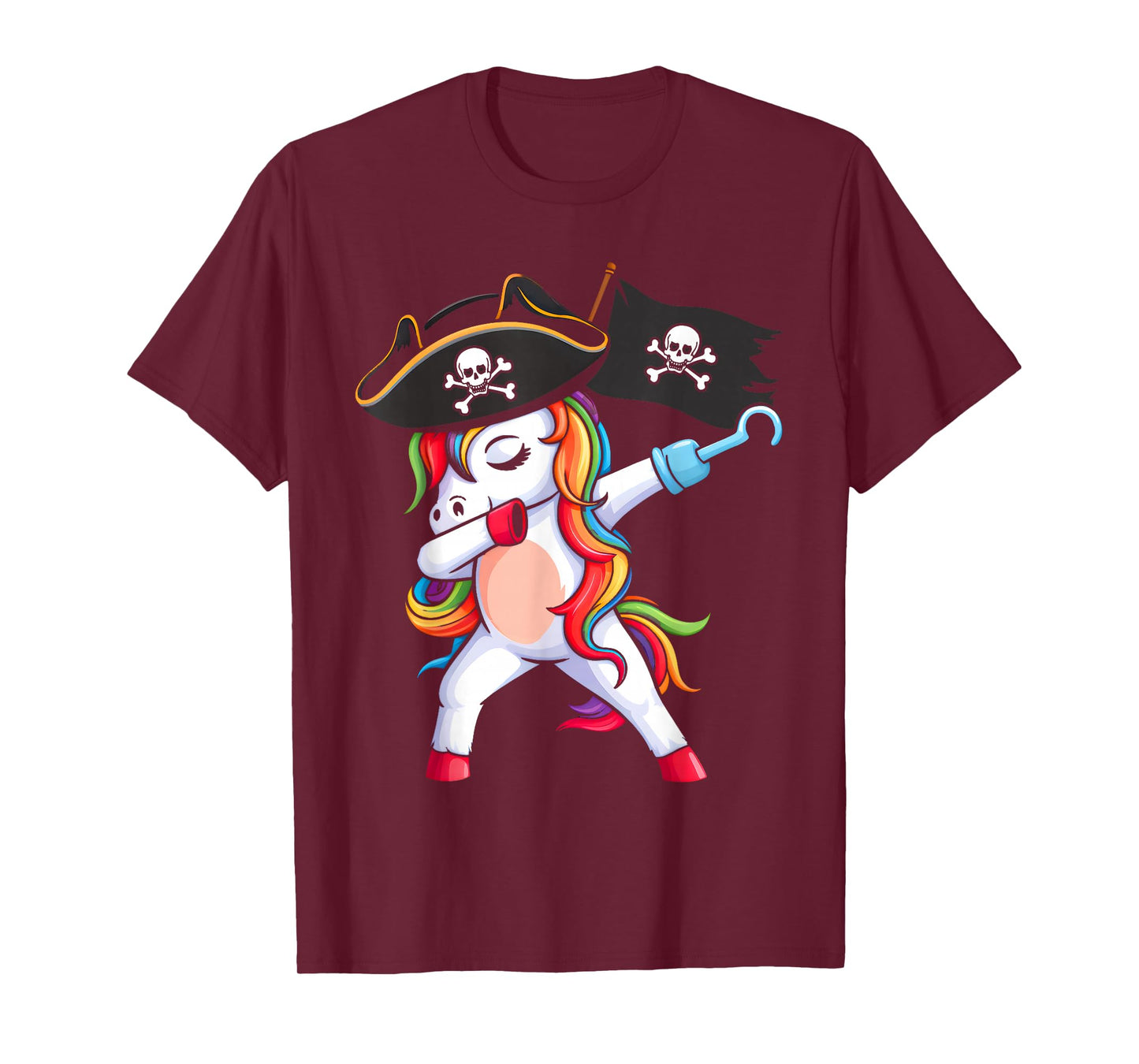 Dabbing Unicorn Pirate Girls Kids Funny Halloween Costume T-Shirt