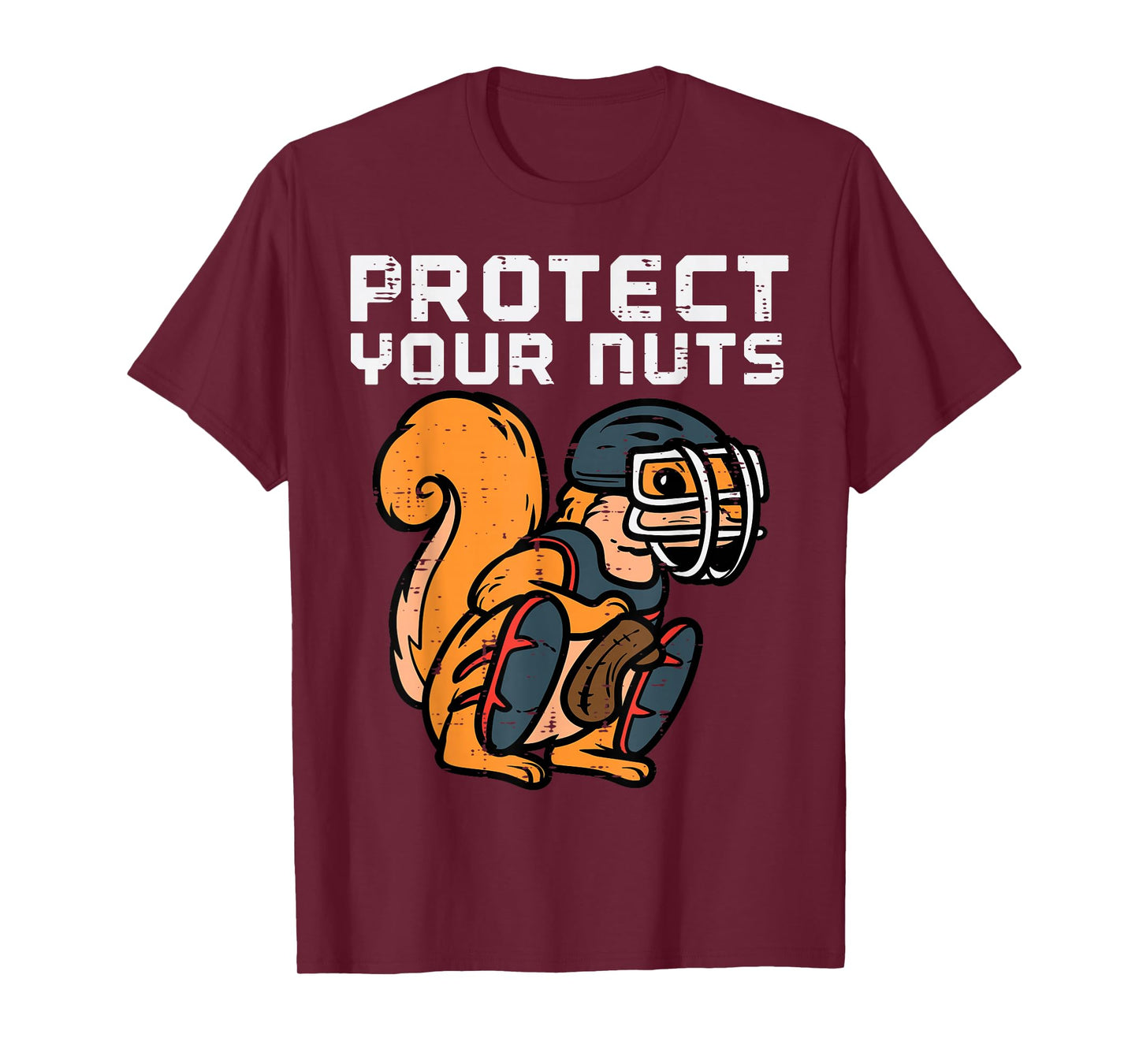 Squirrel Baseball Catcher Protect Your Nuts Boys Kids Men T-Shirt
